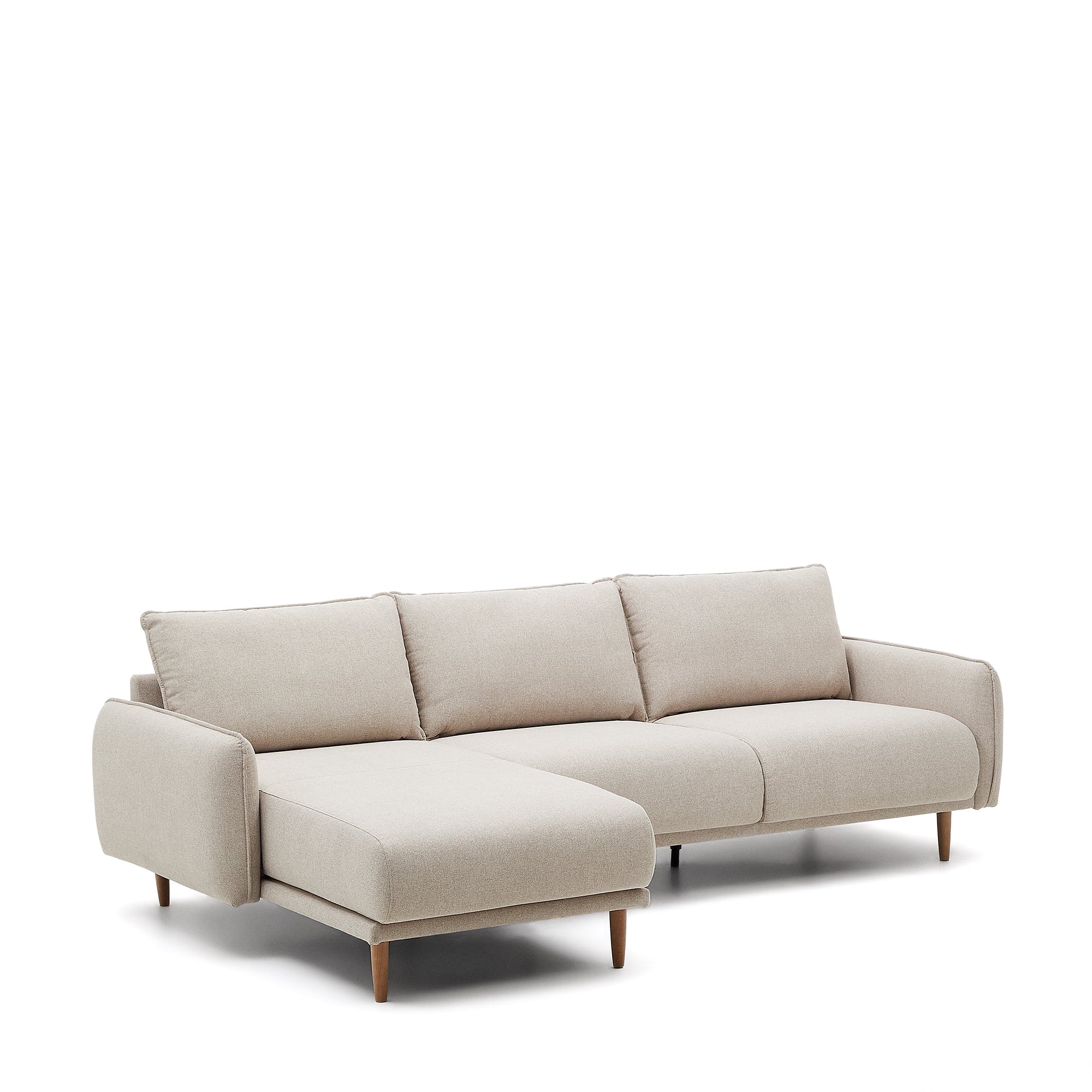 Carlota 3-seater sofa with left/right chaise longue in beige color, 262 cm