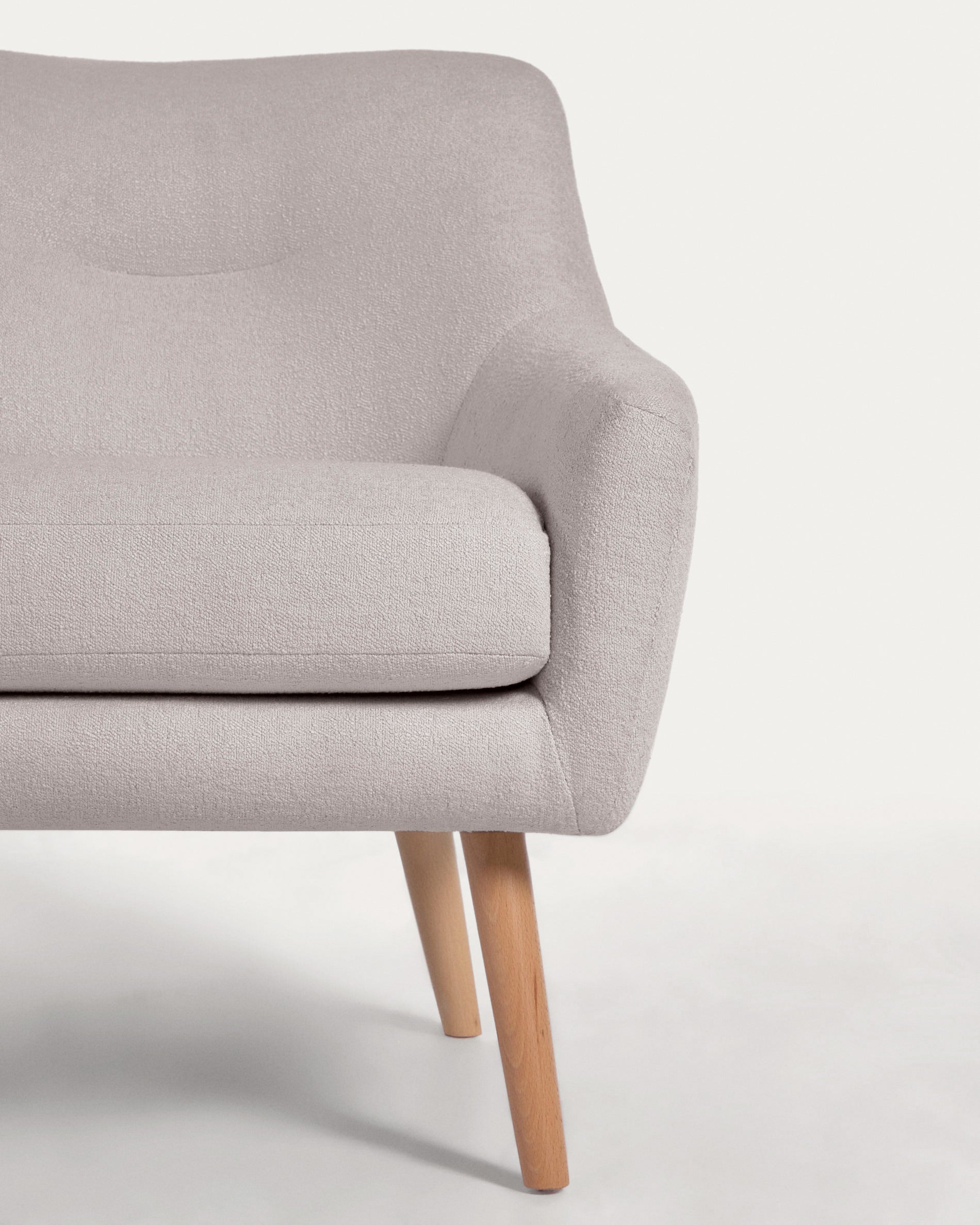 Candela armchair in grey micro bouclé FSC Mix Credit - Detail