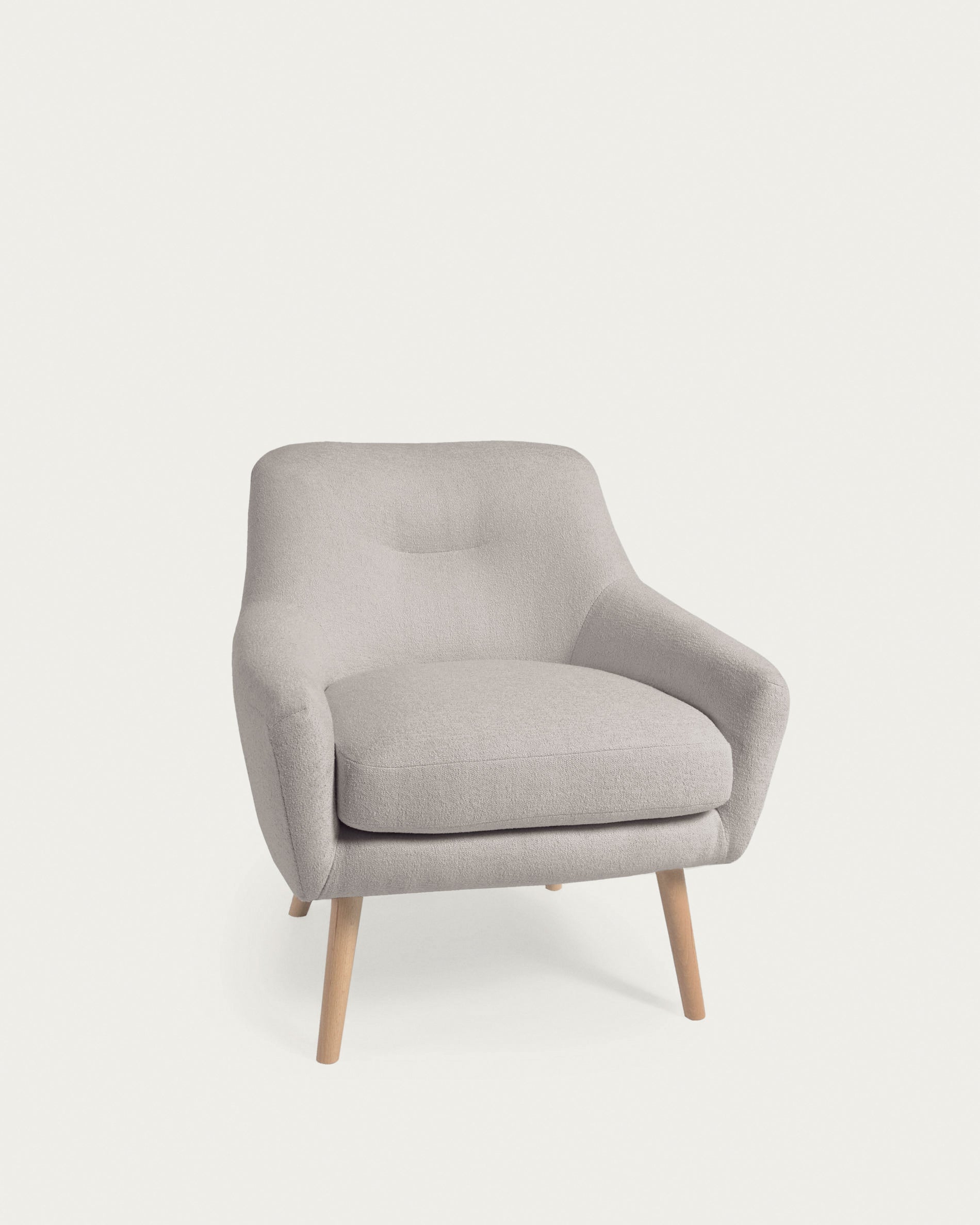 Candela armchair in grey micro bouclé FSC Mix Credit - Product View