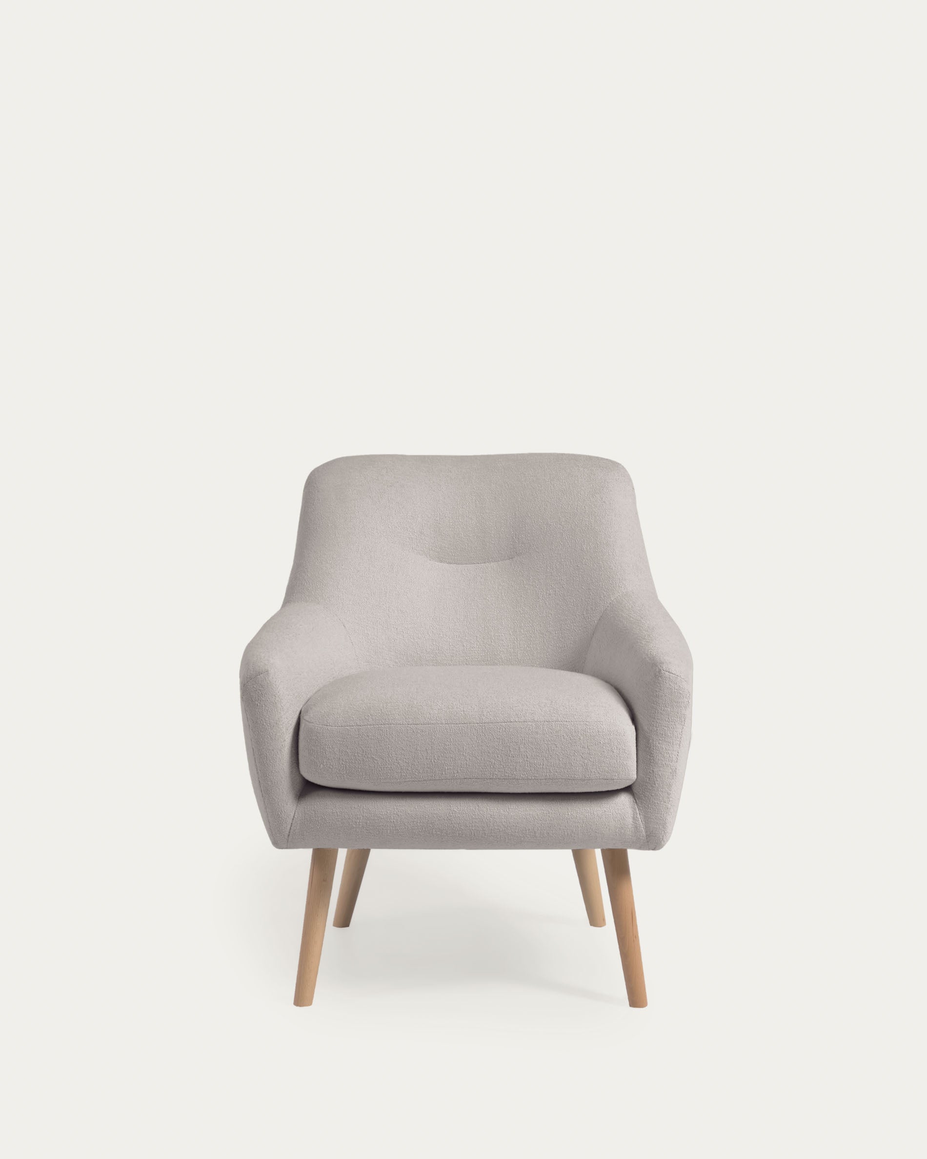 Candela armchair in grey micro bouclé FSC Mix Credit - Product View