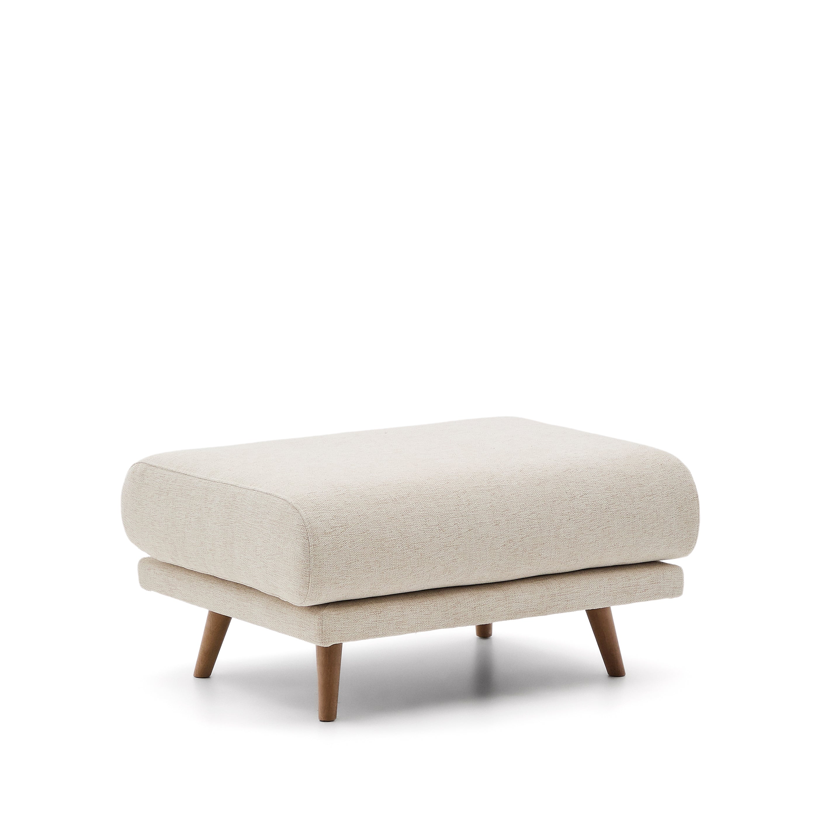 Karin footrest in beige chenille with solid beech wood legs 90 x 70cm - Product Image