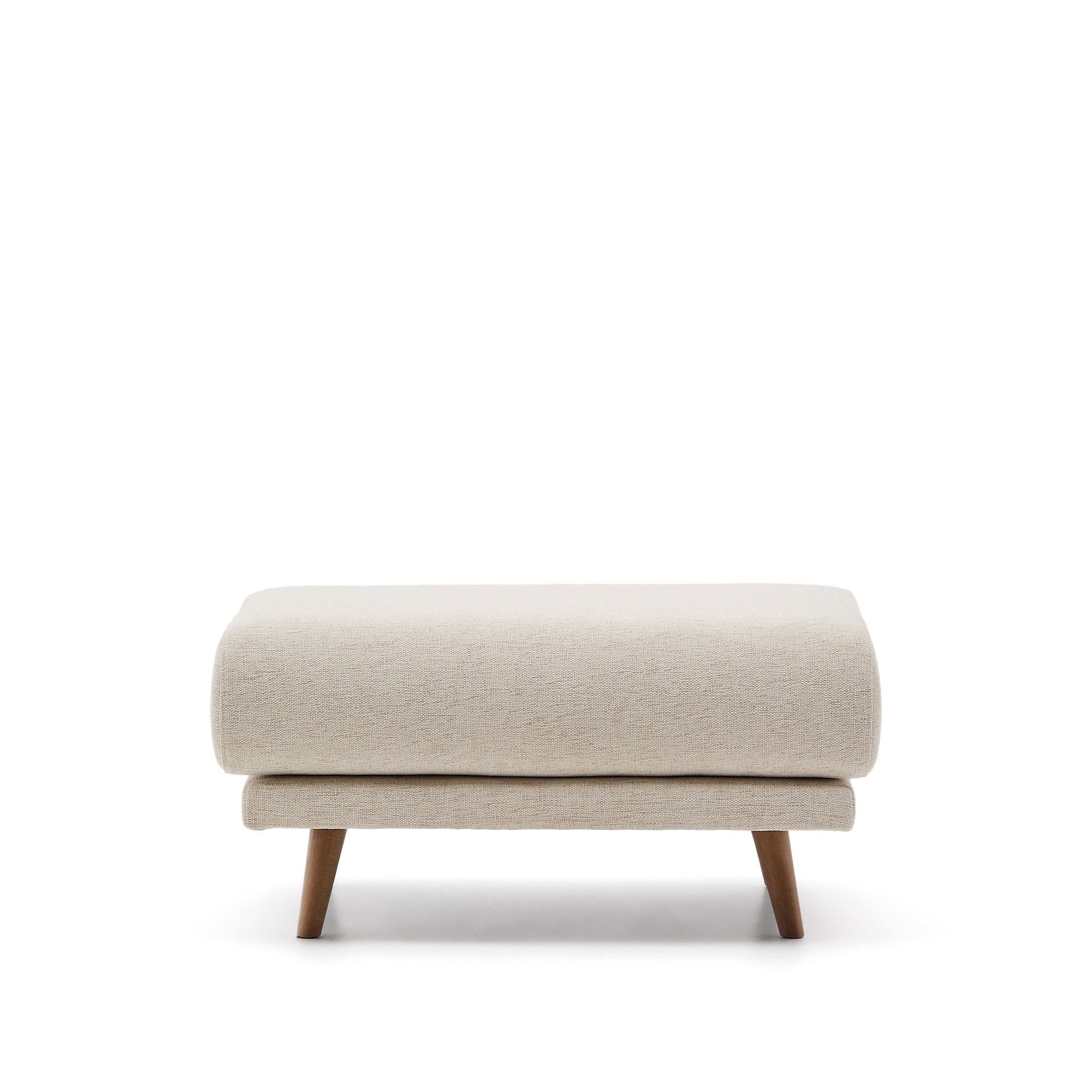 Karin footrest in beige chenille with solid beech wood legs 90 x 70cm - Product Image