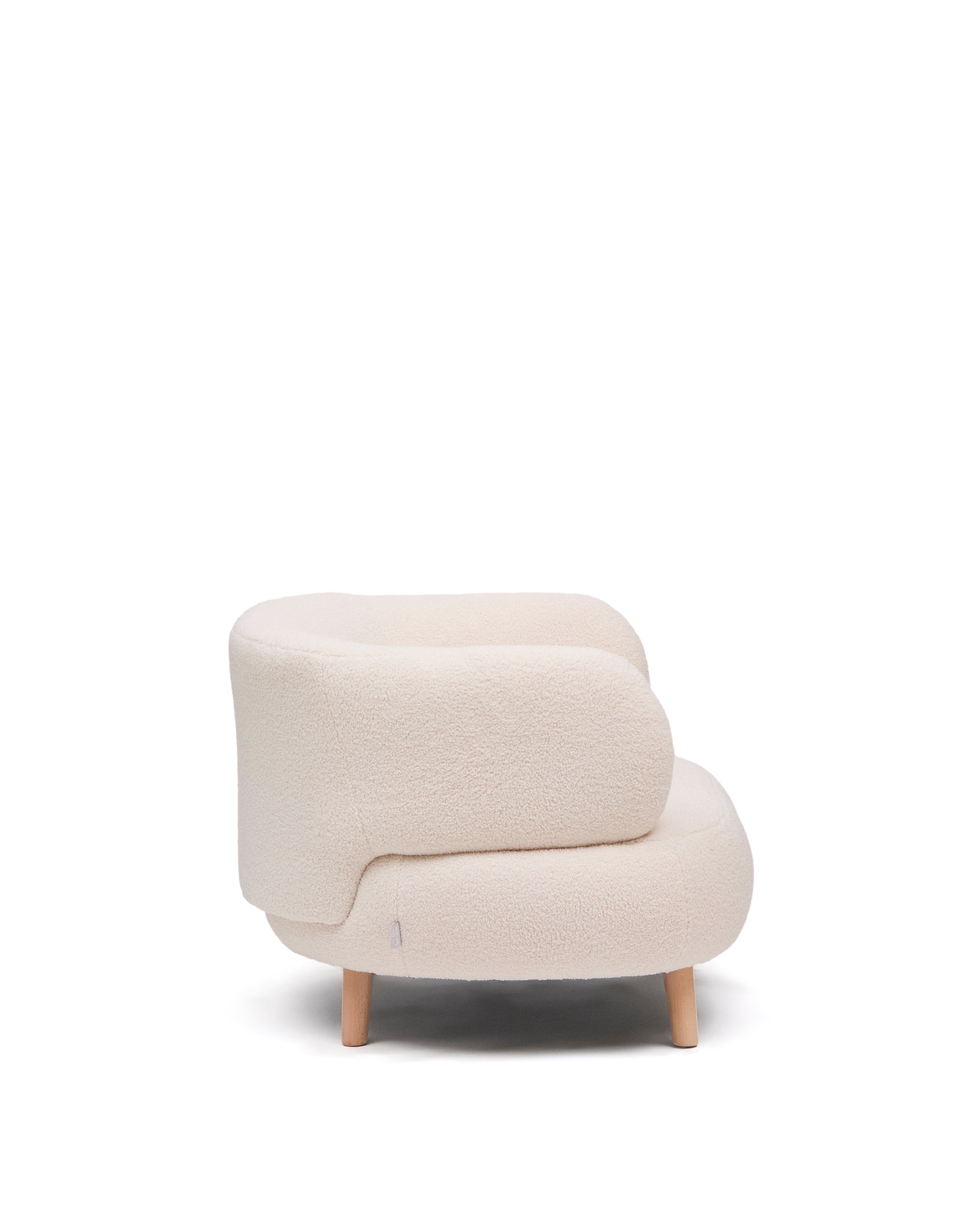 Luisa armchair in ecru boucle with solid beech wood legs 90 cm - Product Image