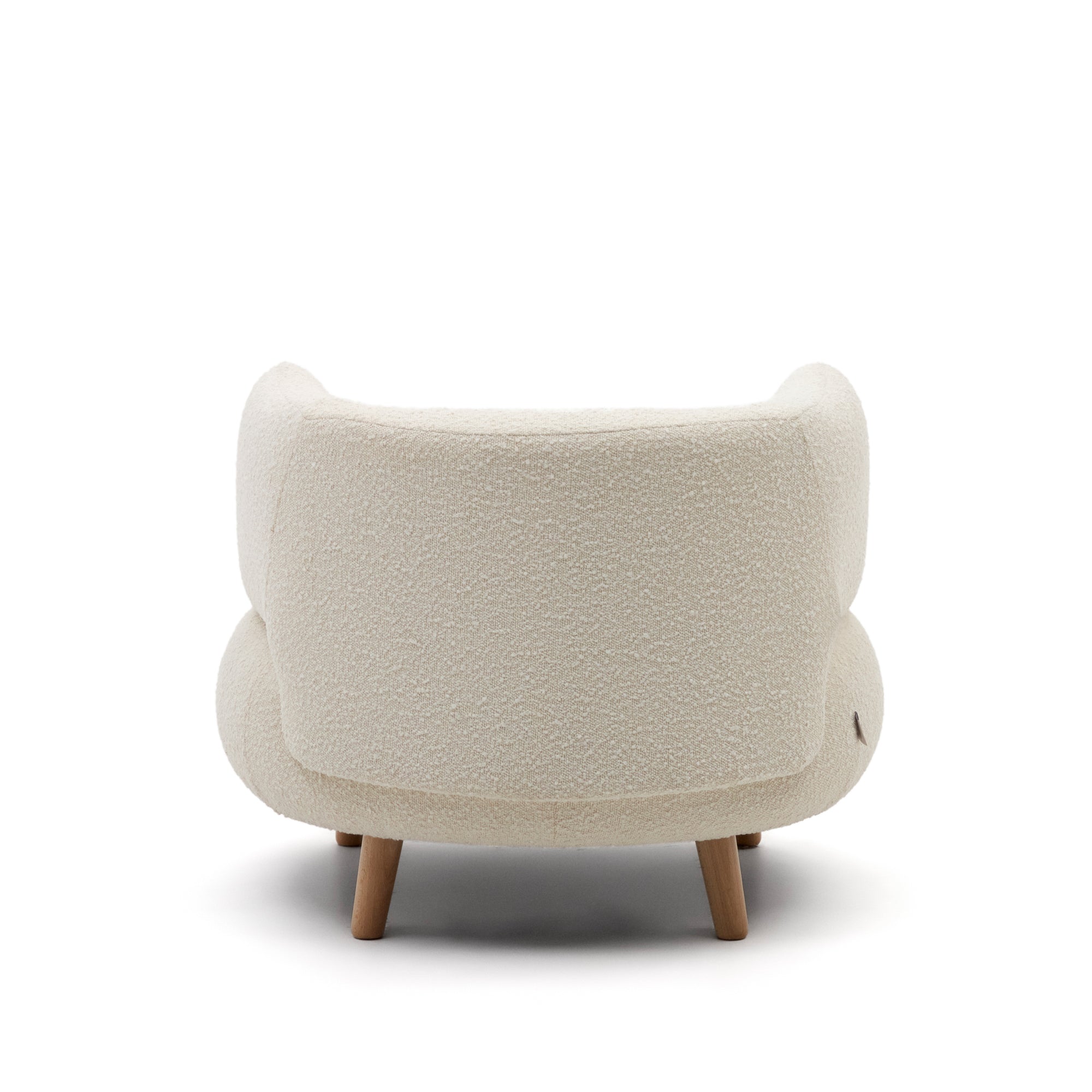 Luisa armchair in white bouclé with solid beech legs