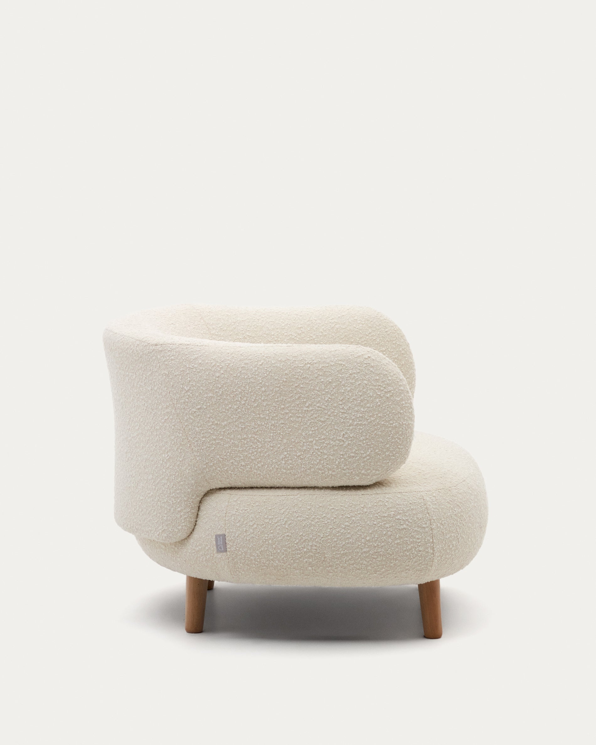 Luisa armchair in white bouclé with solid beech legs