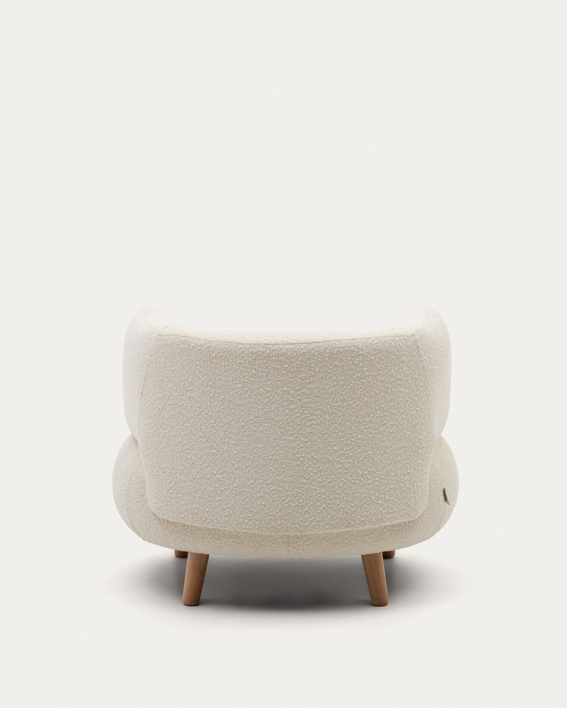 Luisa armchair in white bouclé with solid beech legs