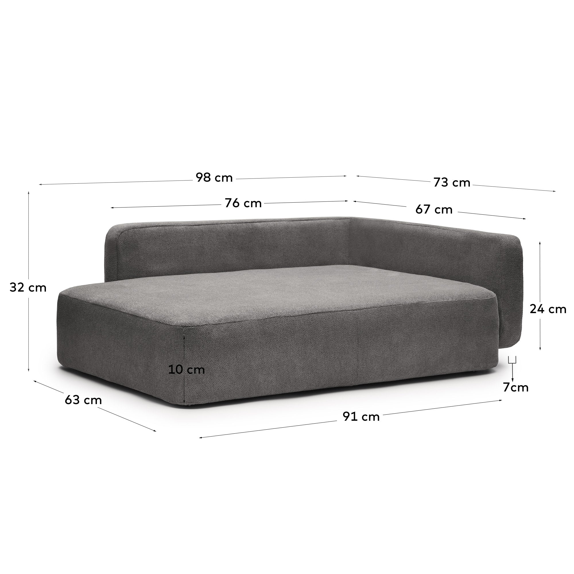 Bowie cover for large bed for pets in dark grey 73 x 98 cm - Measurements