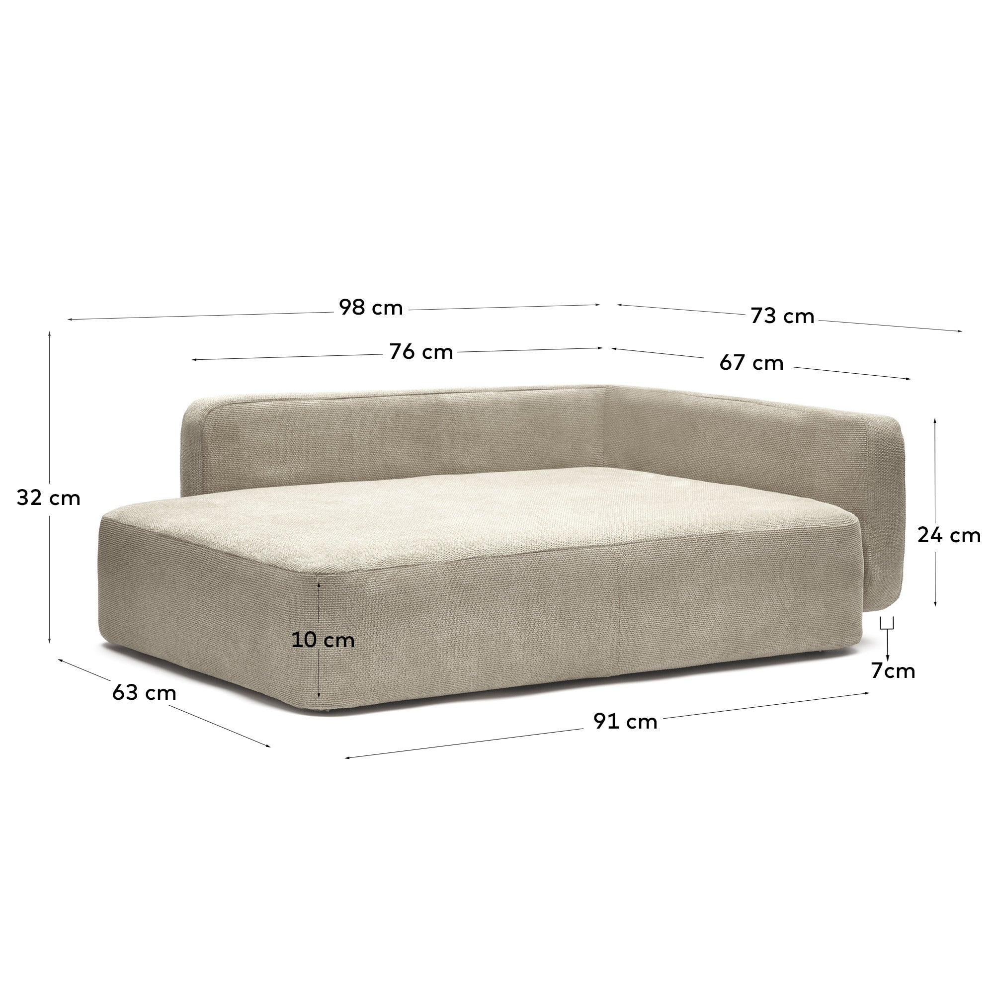 Bowie large bed for pets in beige 73 x 98 cm - Measurements
