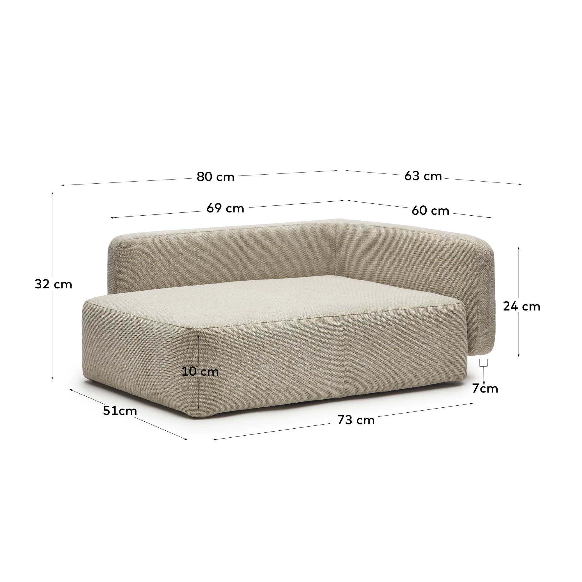 Bowie small bed for pets in beige 63 x 80 cm - Measurements
