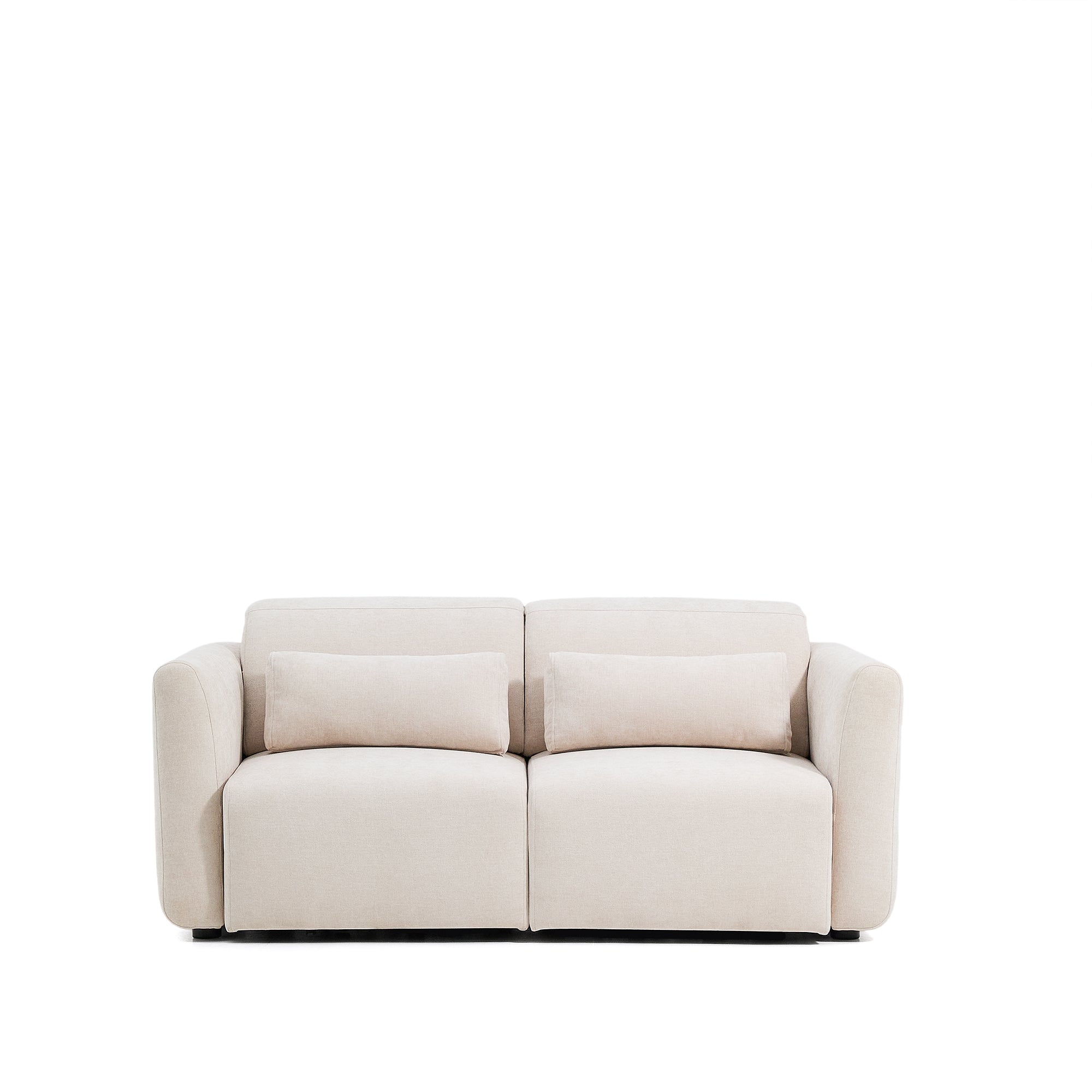Lares 2-seater sofa with motorised sliding seats and reclining headrest in beige chenille 180cm - Product Image