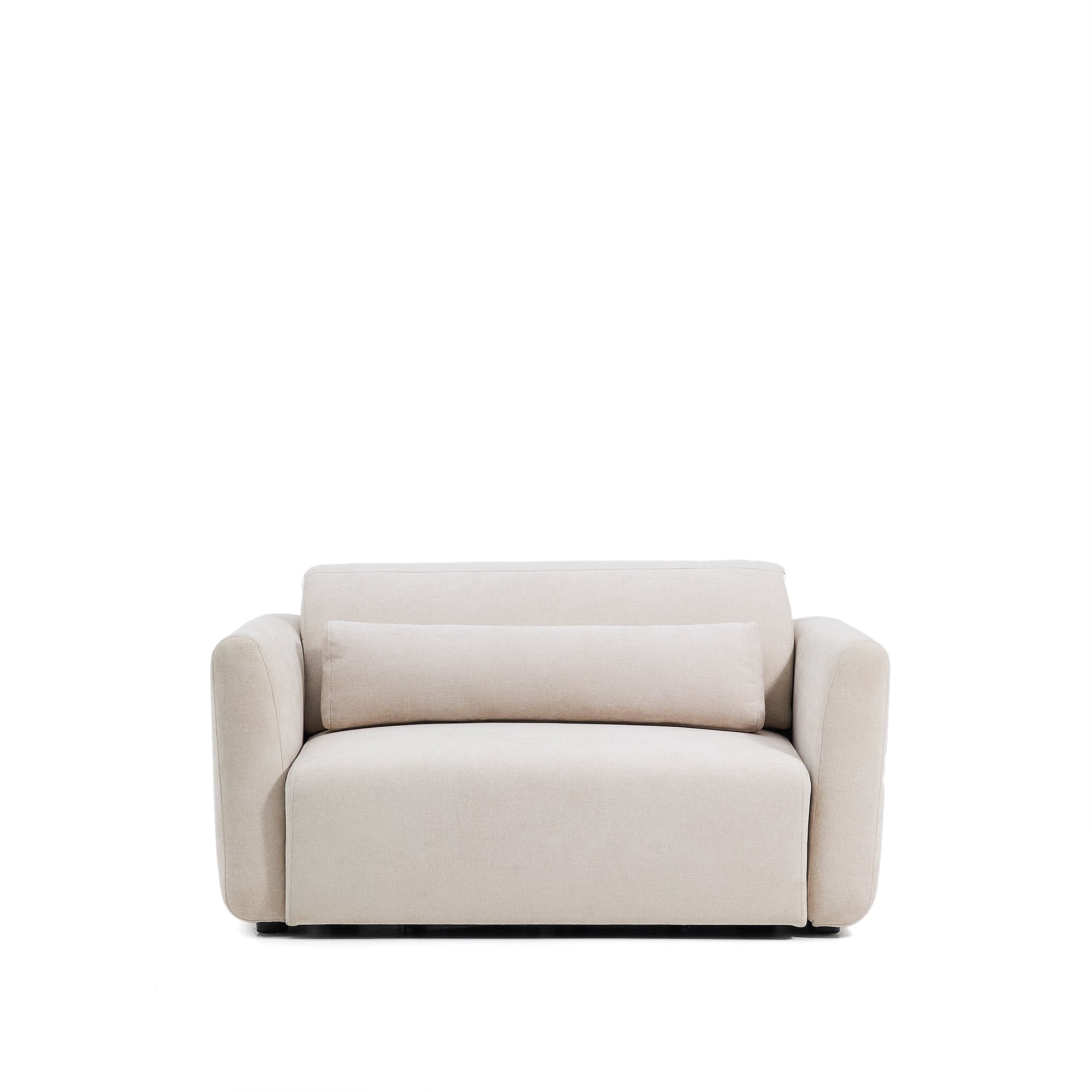 Lares 2-seater sofa with motorised sliding seats and reclining headrest in beige chenille 150cm - Product Image