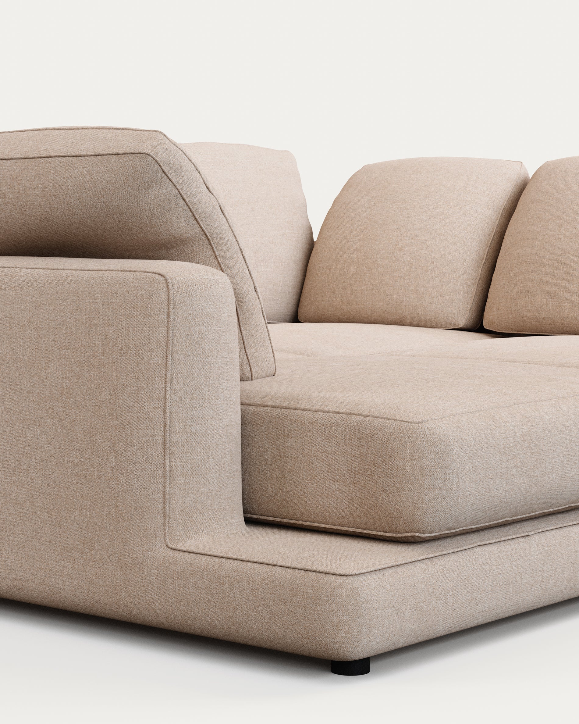 Gala 3-seater sofa with double chaise longue beige, 210cm - Detail