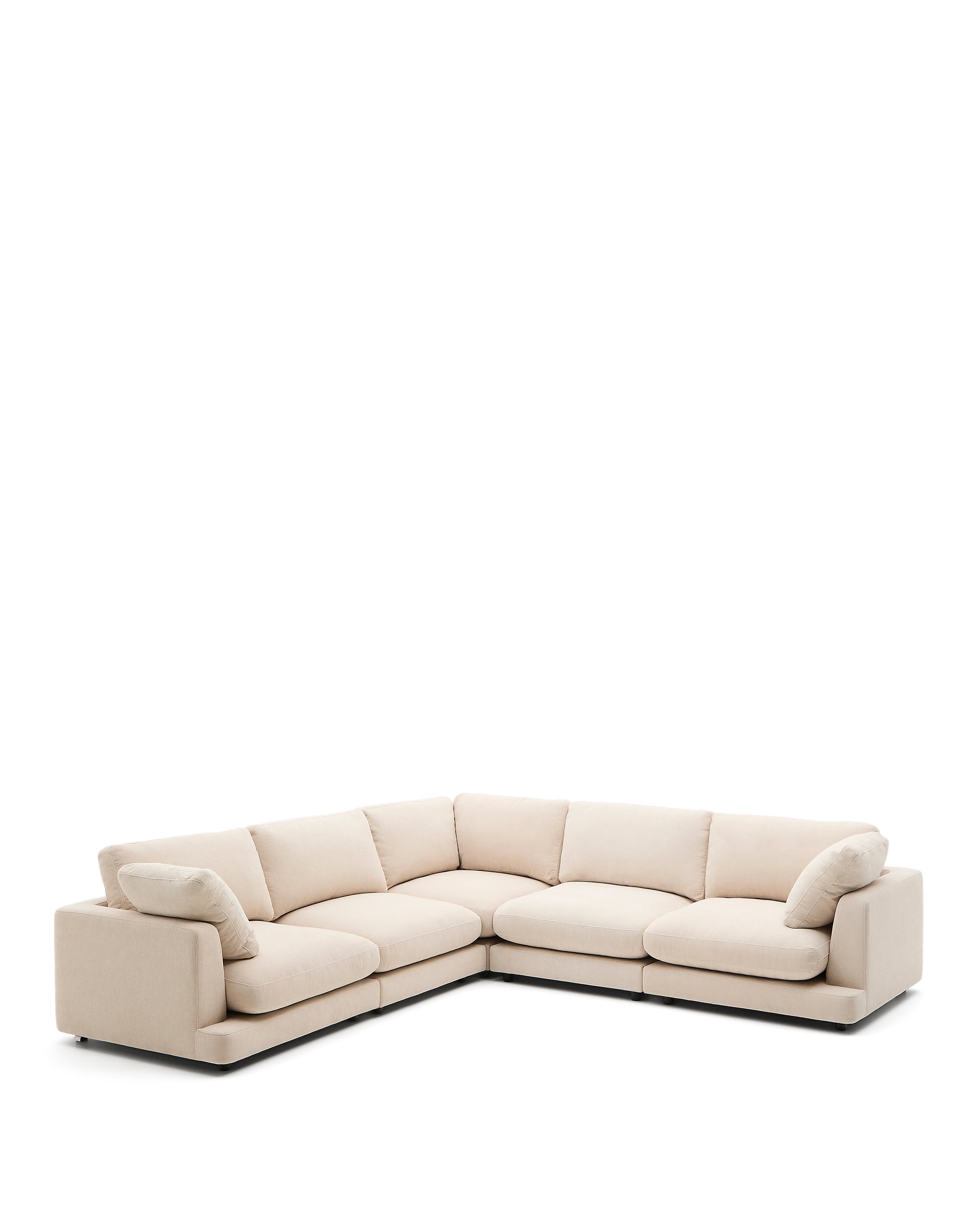 Gala 6-seater corner sofa in beige chenille FSC Mix Credit 300 x 300cm - Product Image