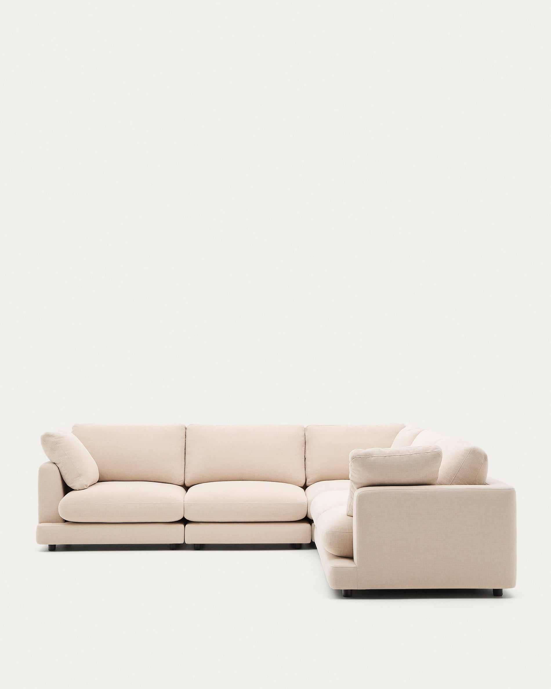Gala 6-seater corner sofa in beige chenille FSC Mix Credit 300 x 300cm - Product View