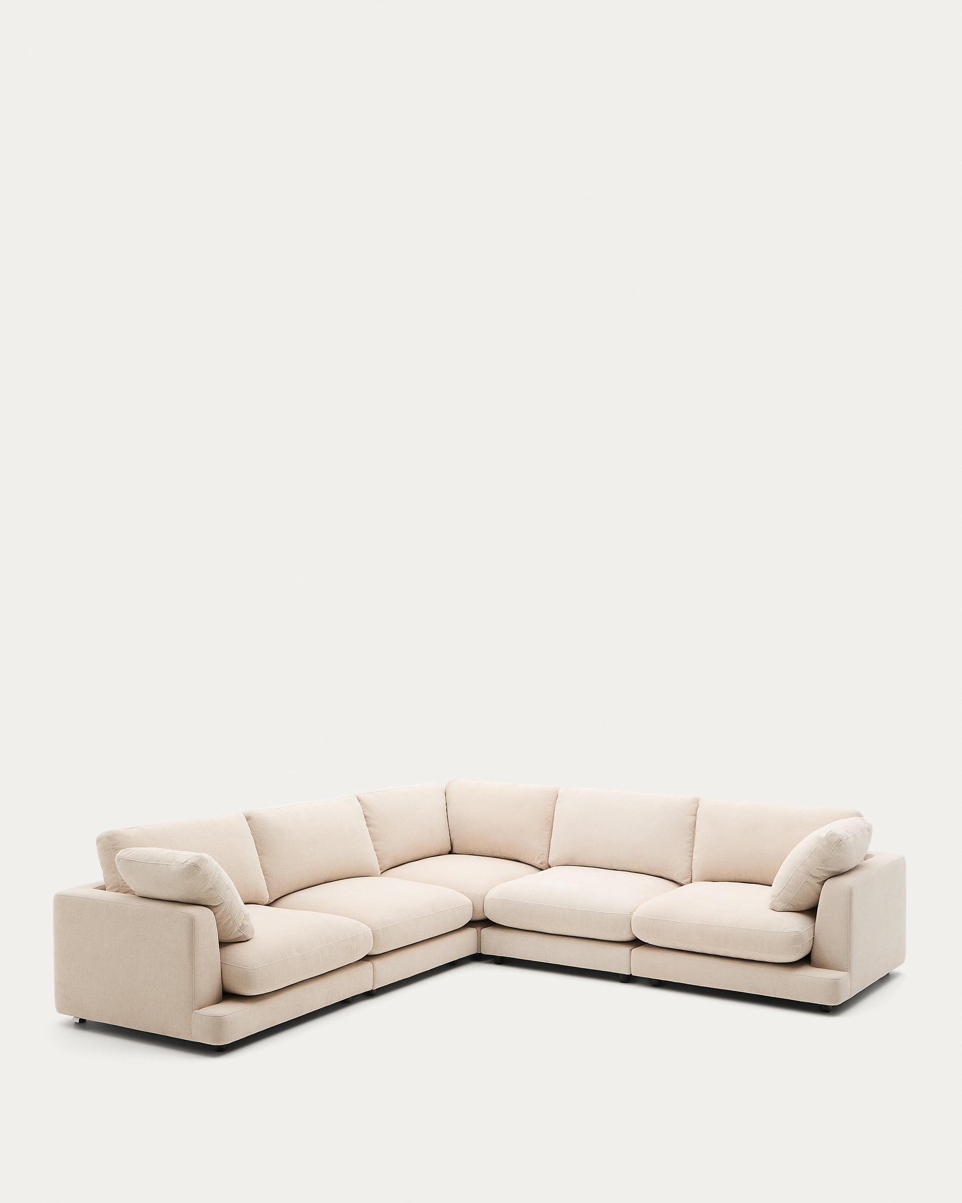 Gala 6-seater corner sofa in beige chenille FSC Mix Credit 300 x 300cm - Product View