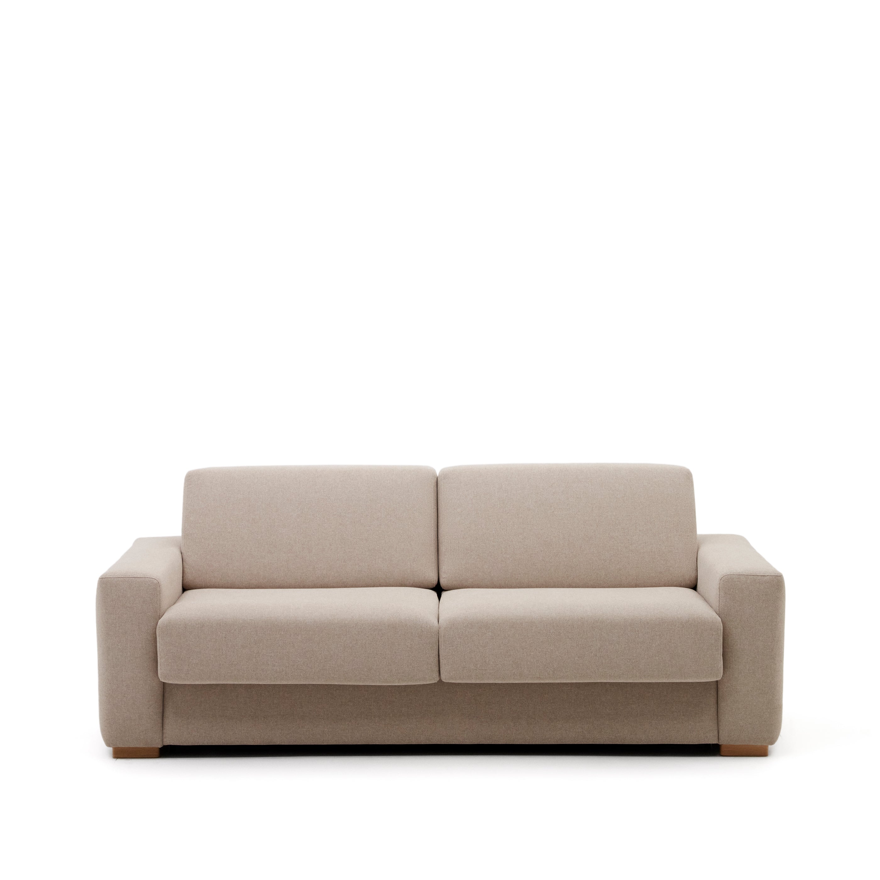 Anley beige 3-seater sofa bed with solid beech wood legs 224cm FSC Mix Credit - Product Image