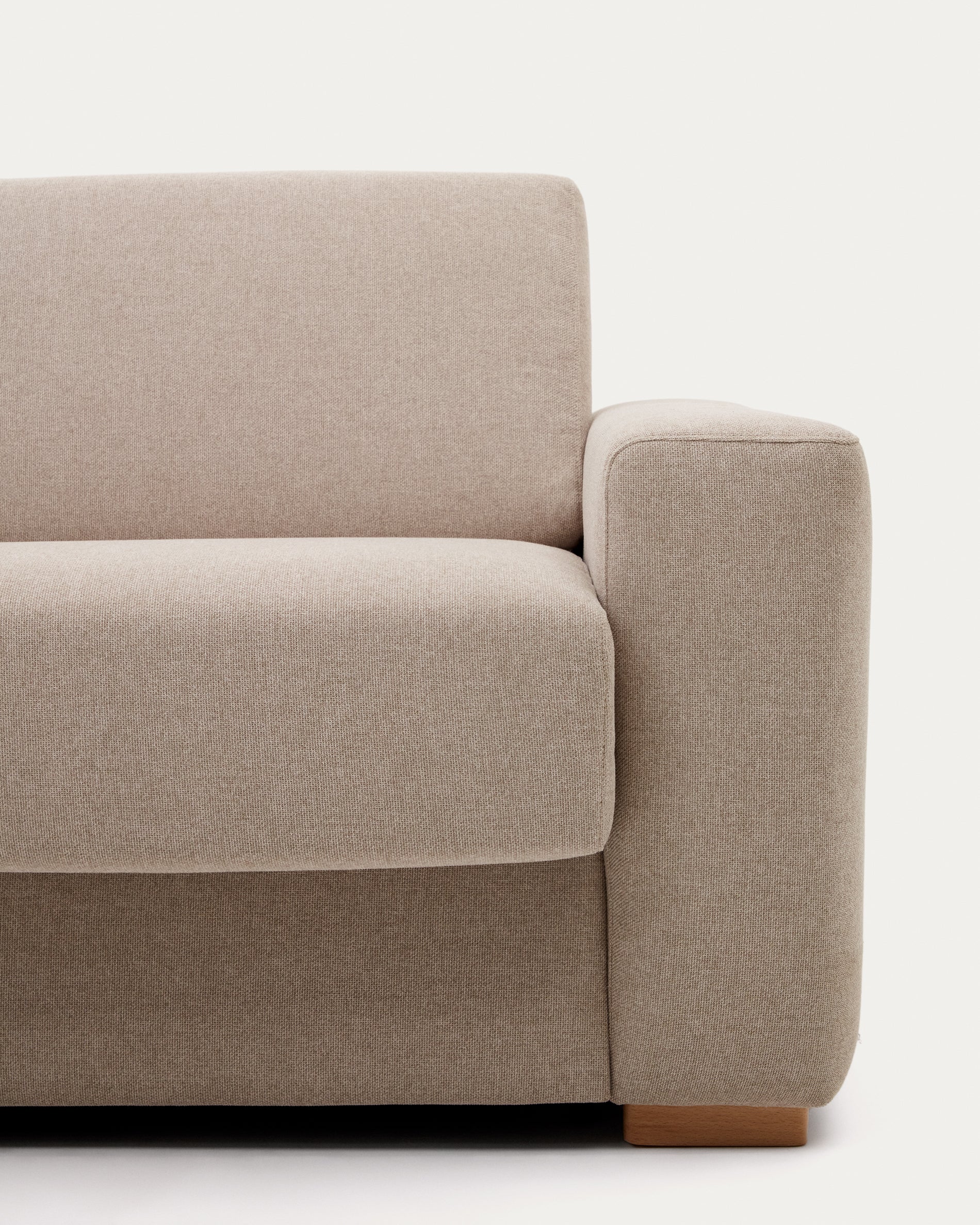 Anley beige 3-seater sofa bed with solid beech wood legs 224cm FSC Mix Credit - Detail