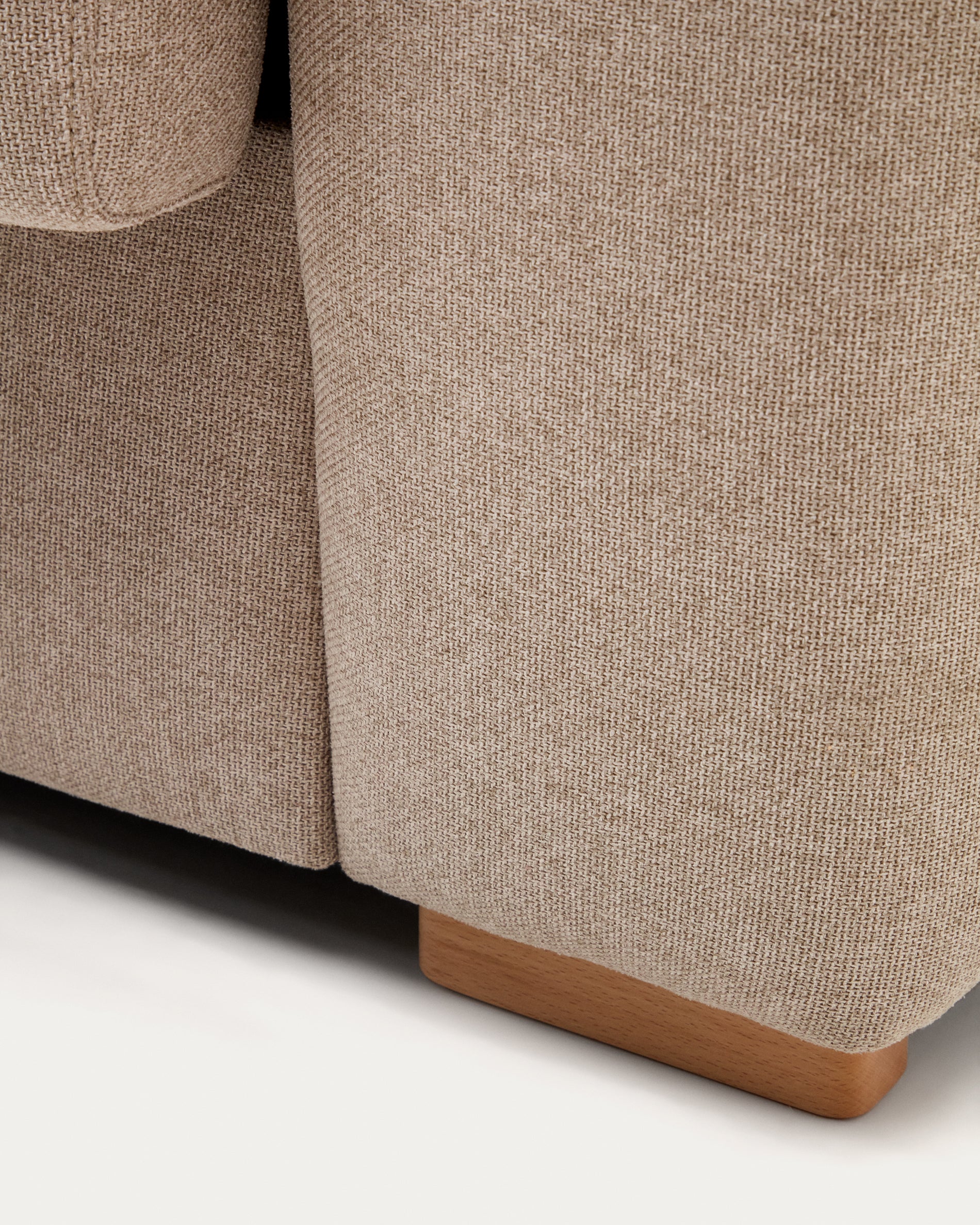 Anley beige 3-seater sofa bed with solid beech wood legs 224cm FSC Mix Credit - Detail