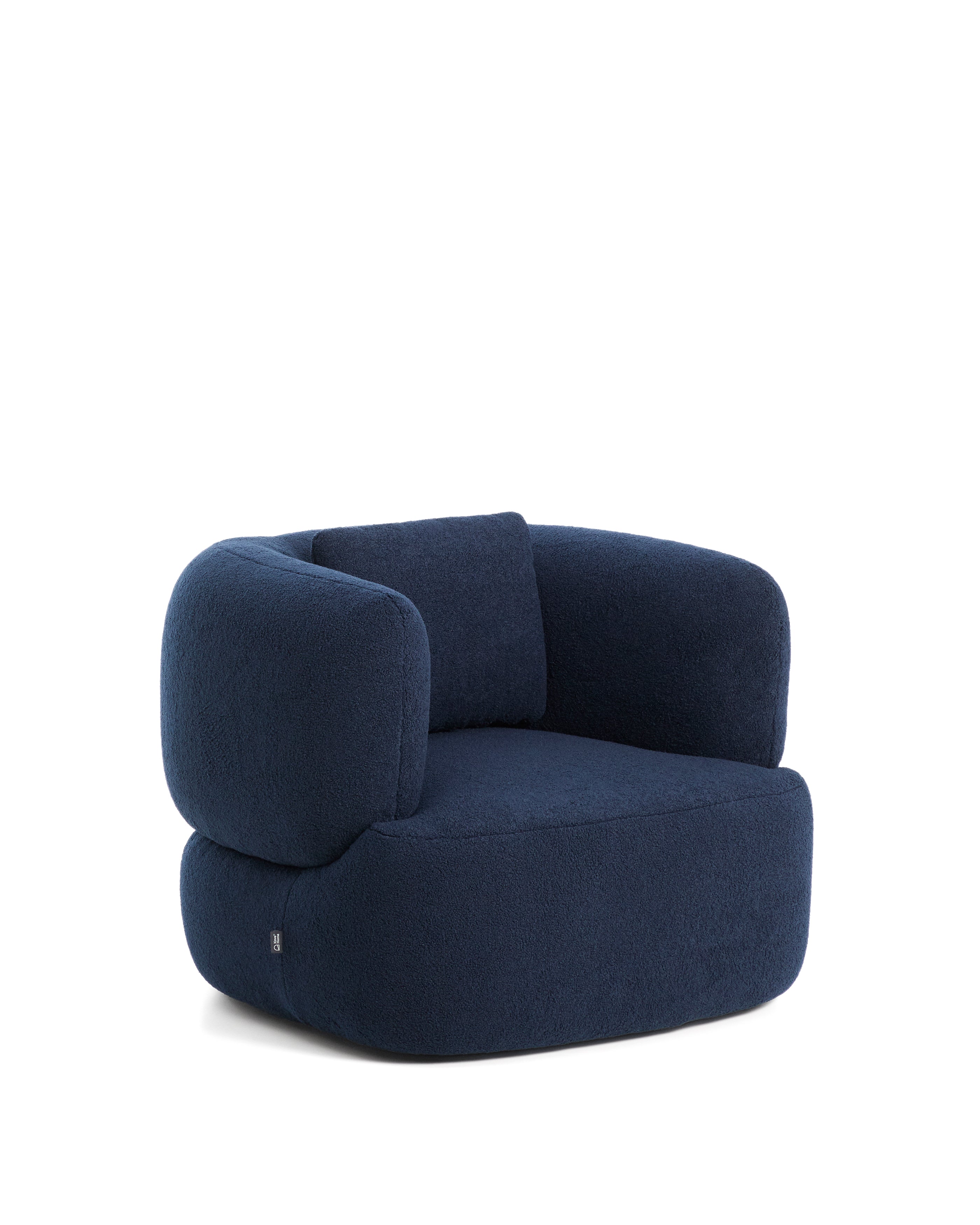 Martina navy blue bouclé armchair with cushion FSC Mix Credit - Product Image