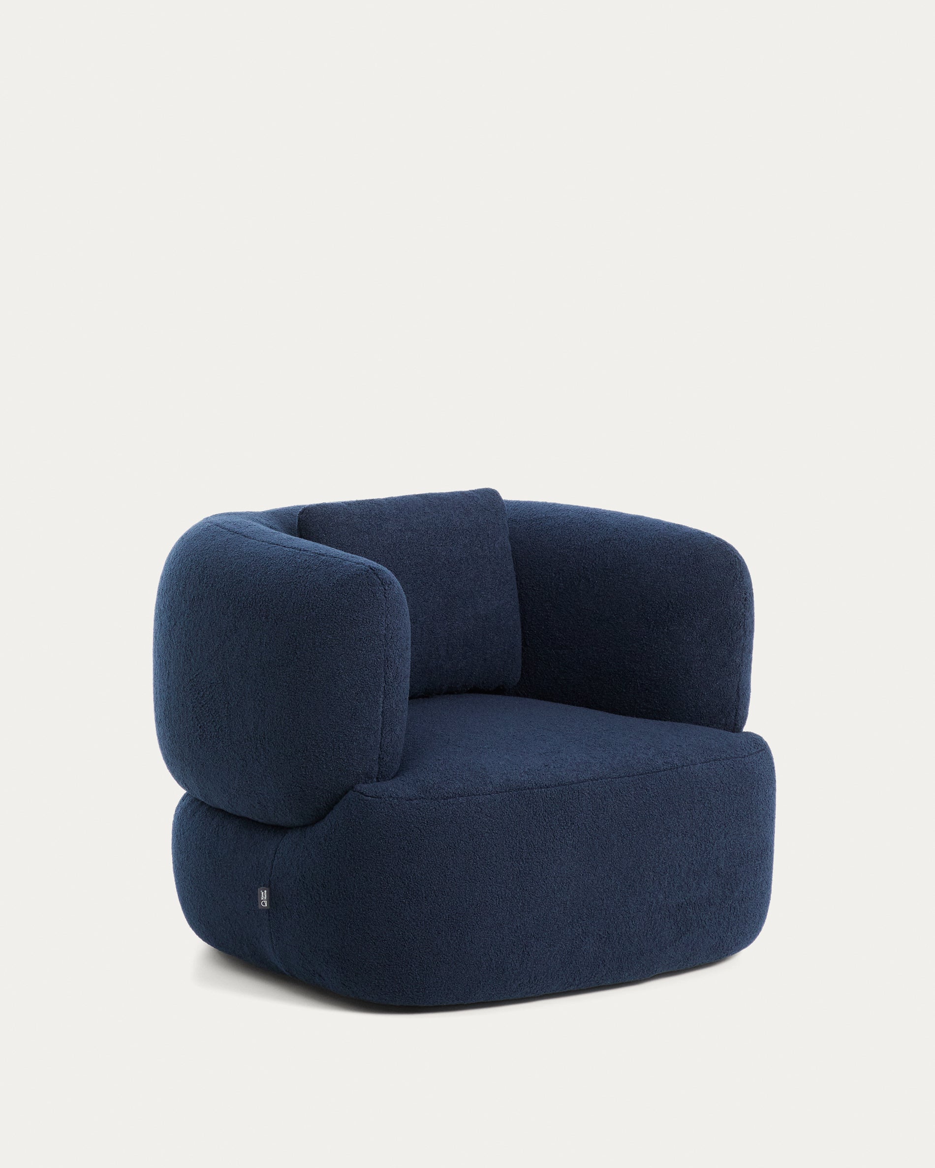 Martina navy blue bouclé armchair with cushion FSC Mix Credit - Product View