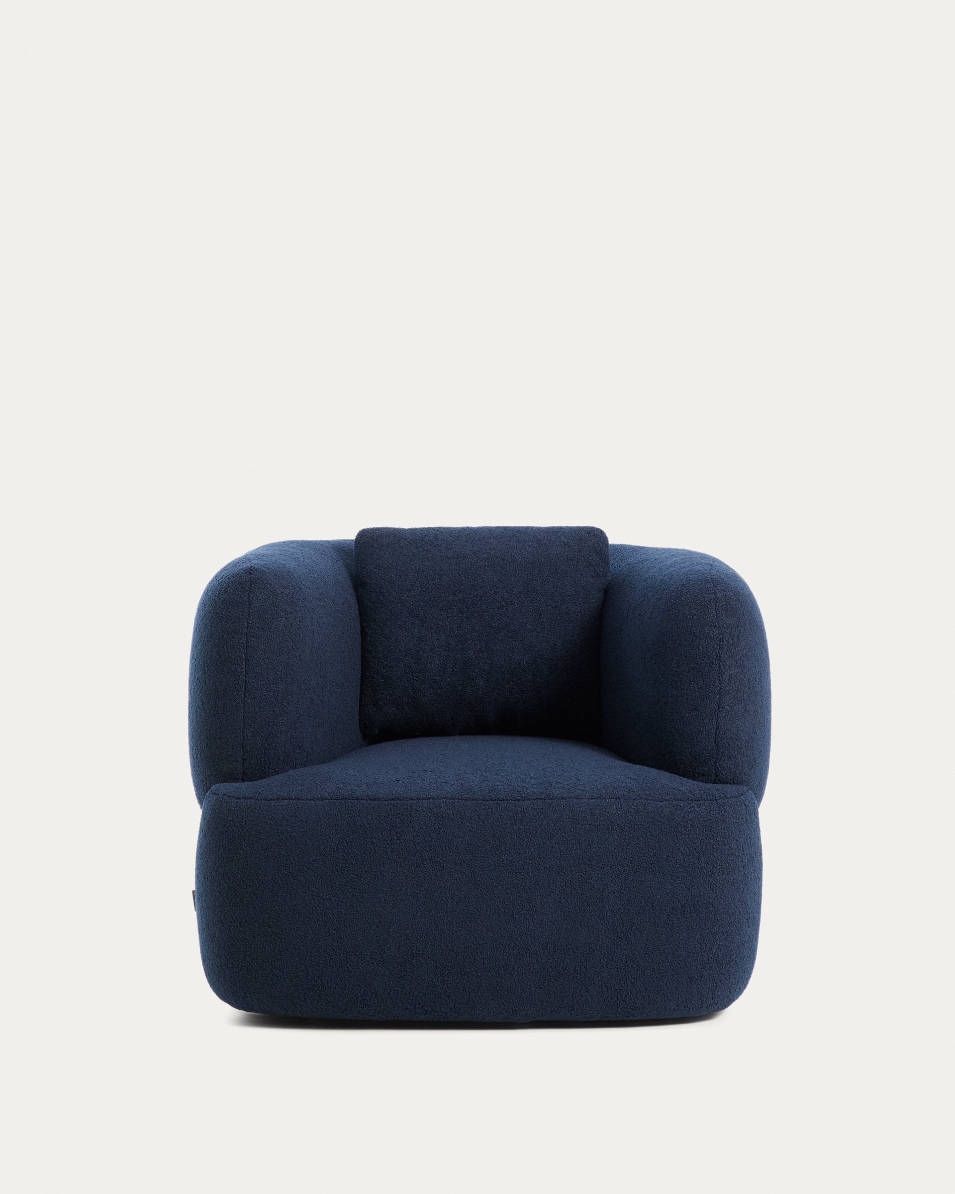 Martina navy blue bouclé armchair with cushion FSC Mix Credit - Product View