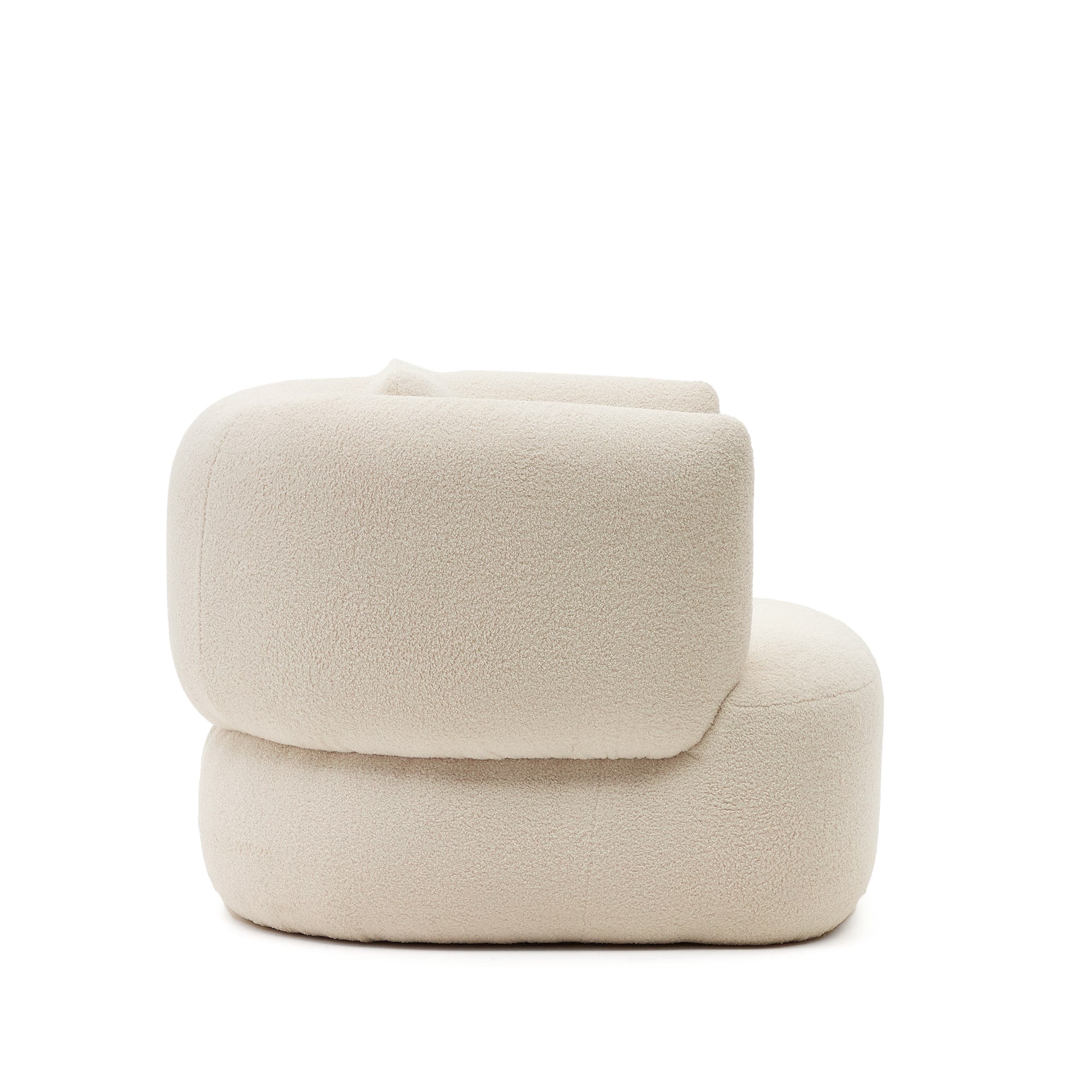 Martina armchair in creamy white bouclé with cushion