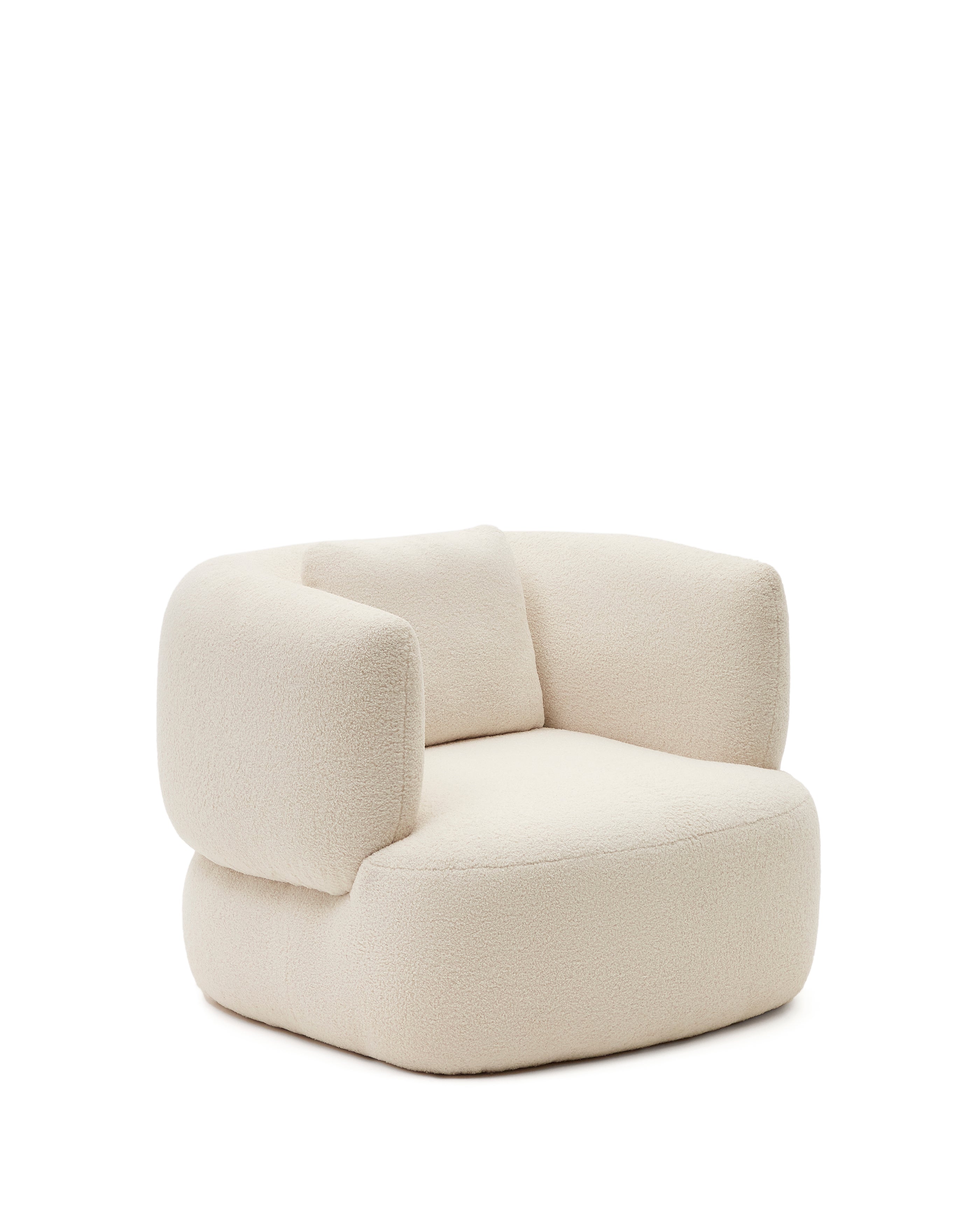 Martina ecru bouclé swivel armchair with cushion FSC Mix Credit - Product Image