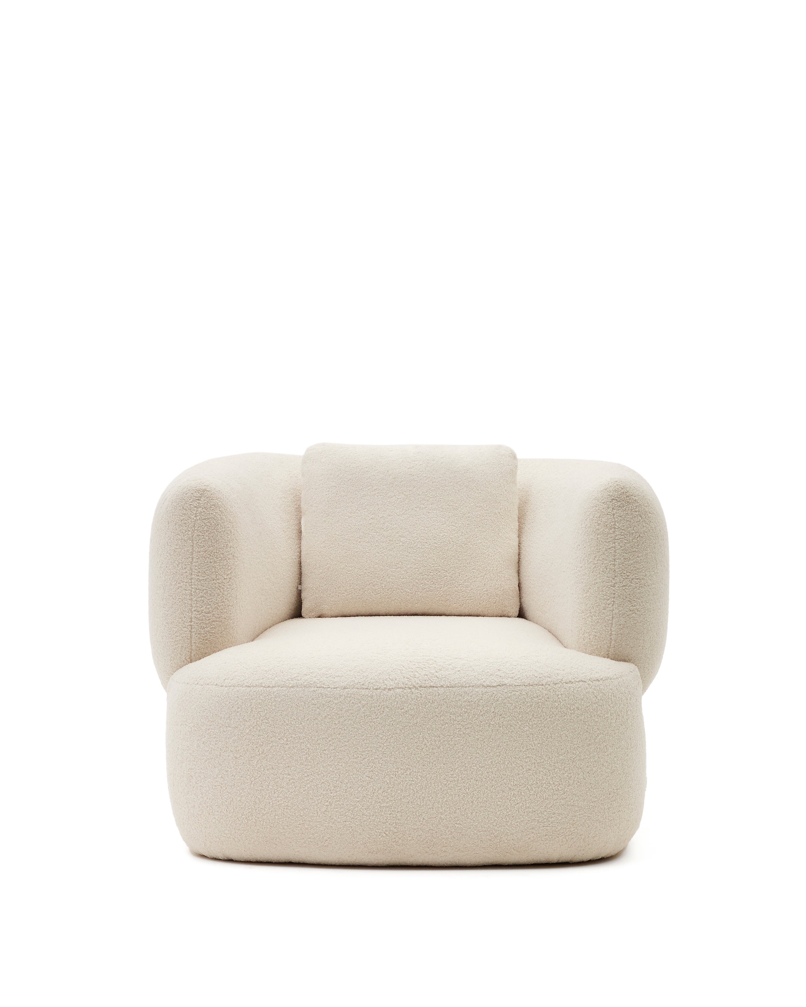 Martina ecru bouclé swivel armchair with cushion FSC Mix Credit - Product Image