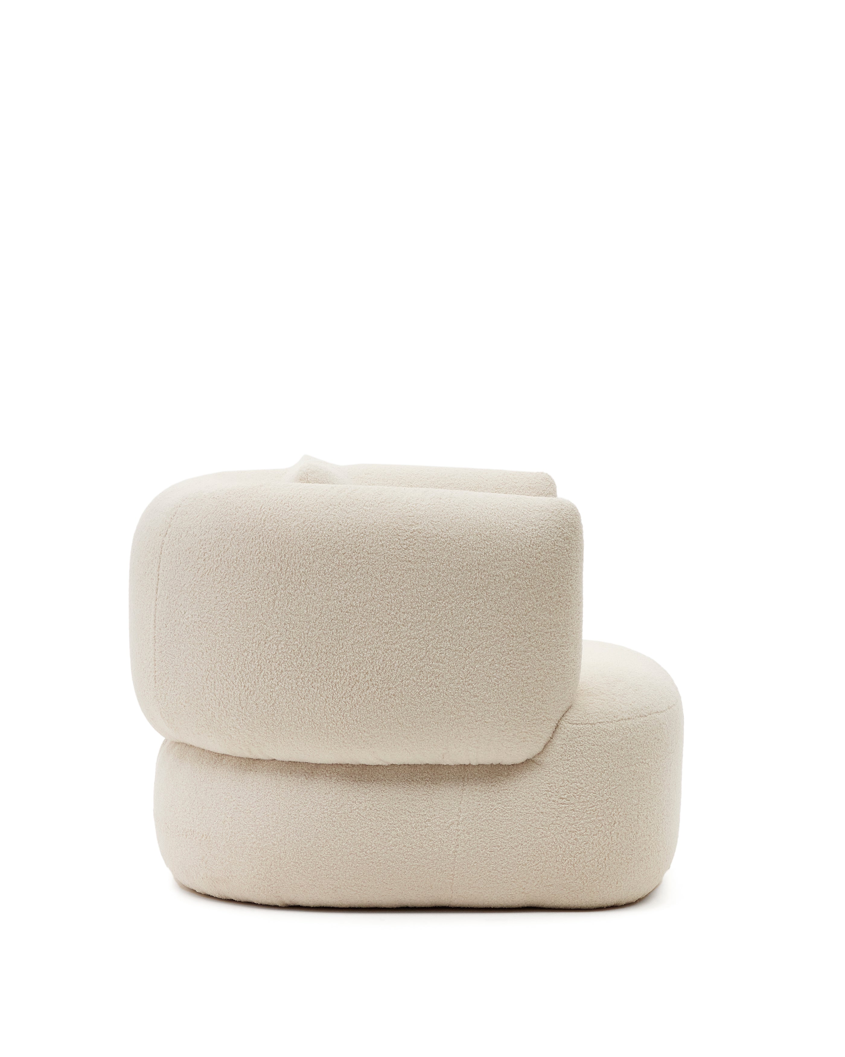 Martina ecru bouclé swivel armchair with cushion FSC Mix Credit - Product Image