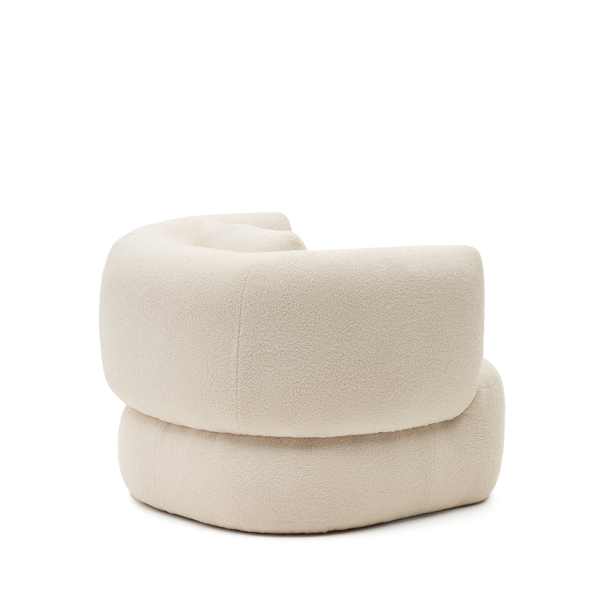 Martina ecru bouclé swivel armchair with cushion FSC Mix Credit - Product Image