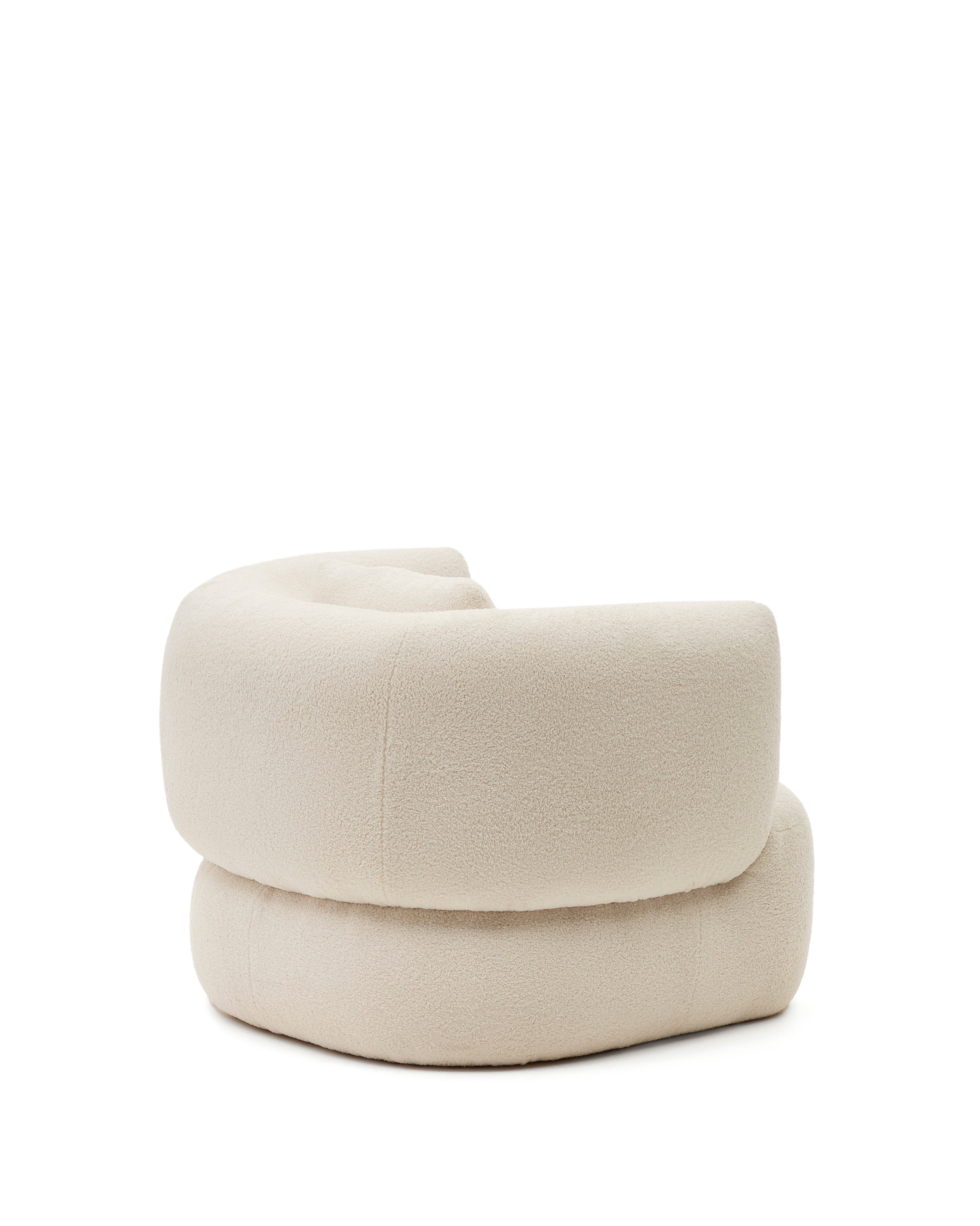 Martina ecru bouclé swivel armchair with cushion FSC Mix Credit - Product Image