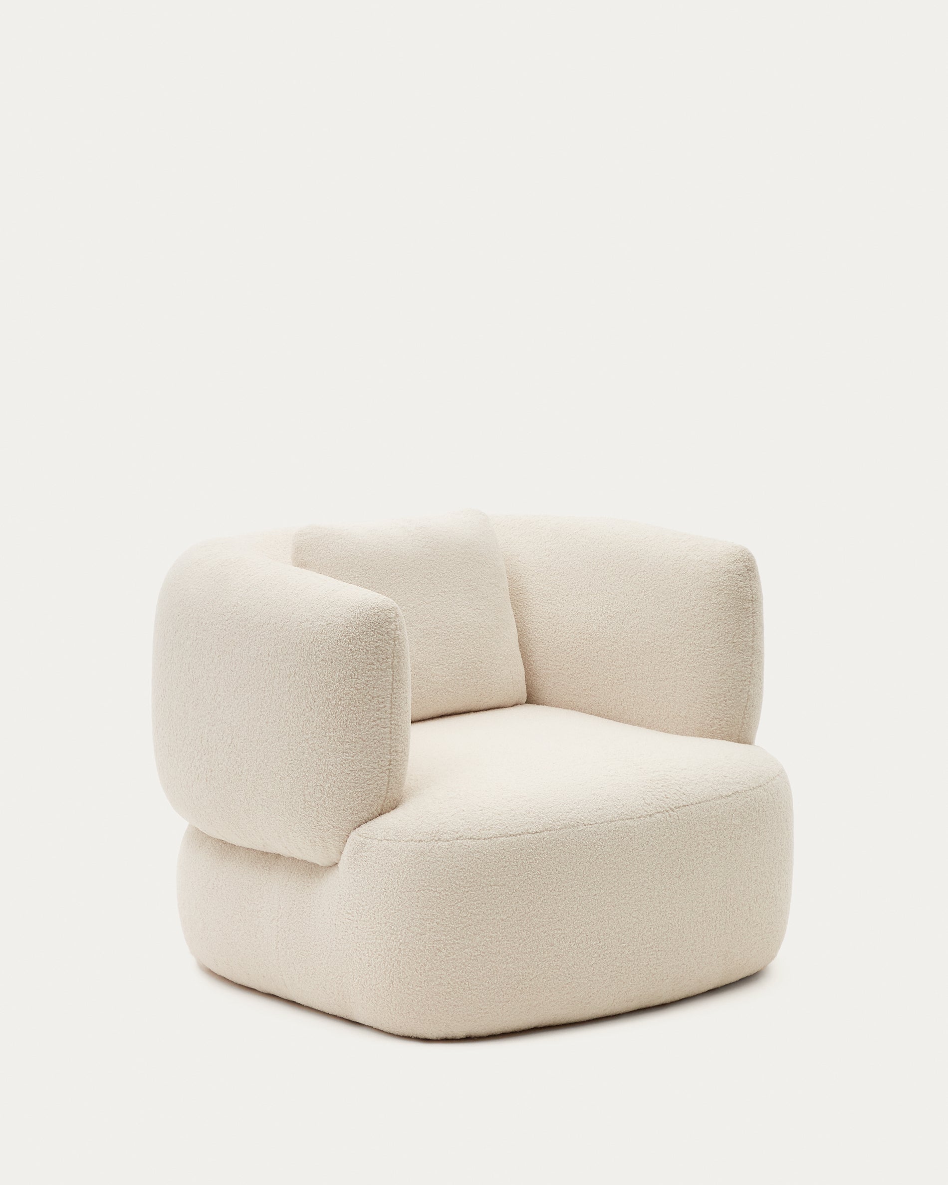 Martina ecru bouclé swivel armchair with cushion FSC Mix Credit - Product View