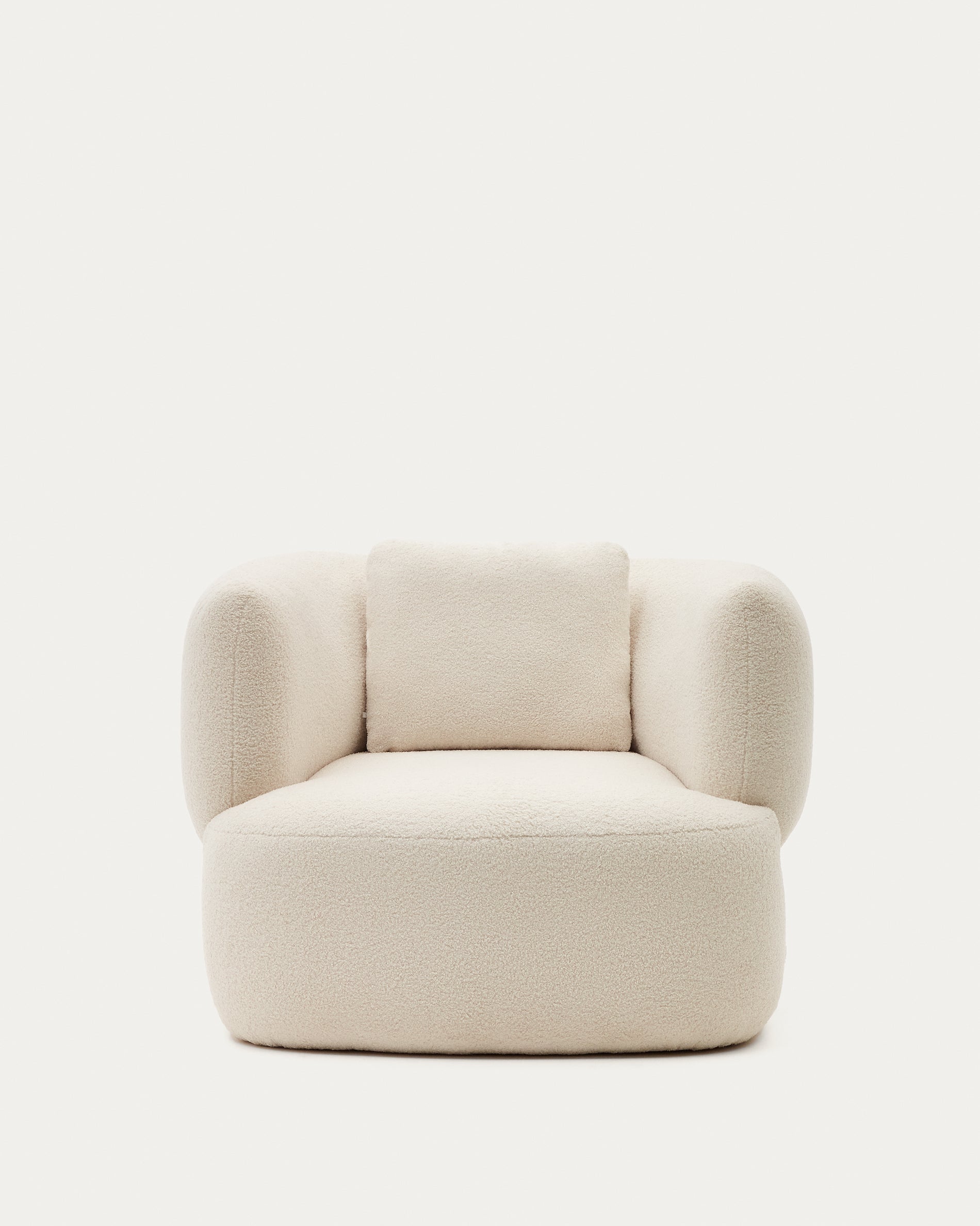 Martina ecru bouclé swivel armchair with cushion FSC Mix Credit - Product View