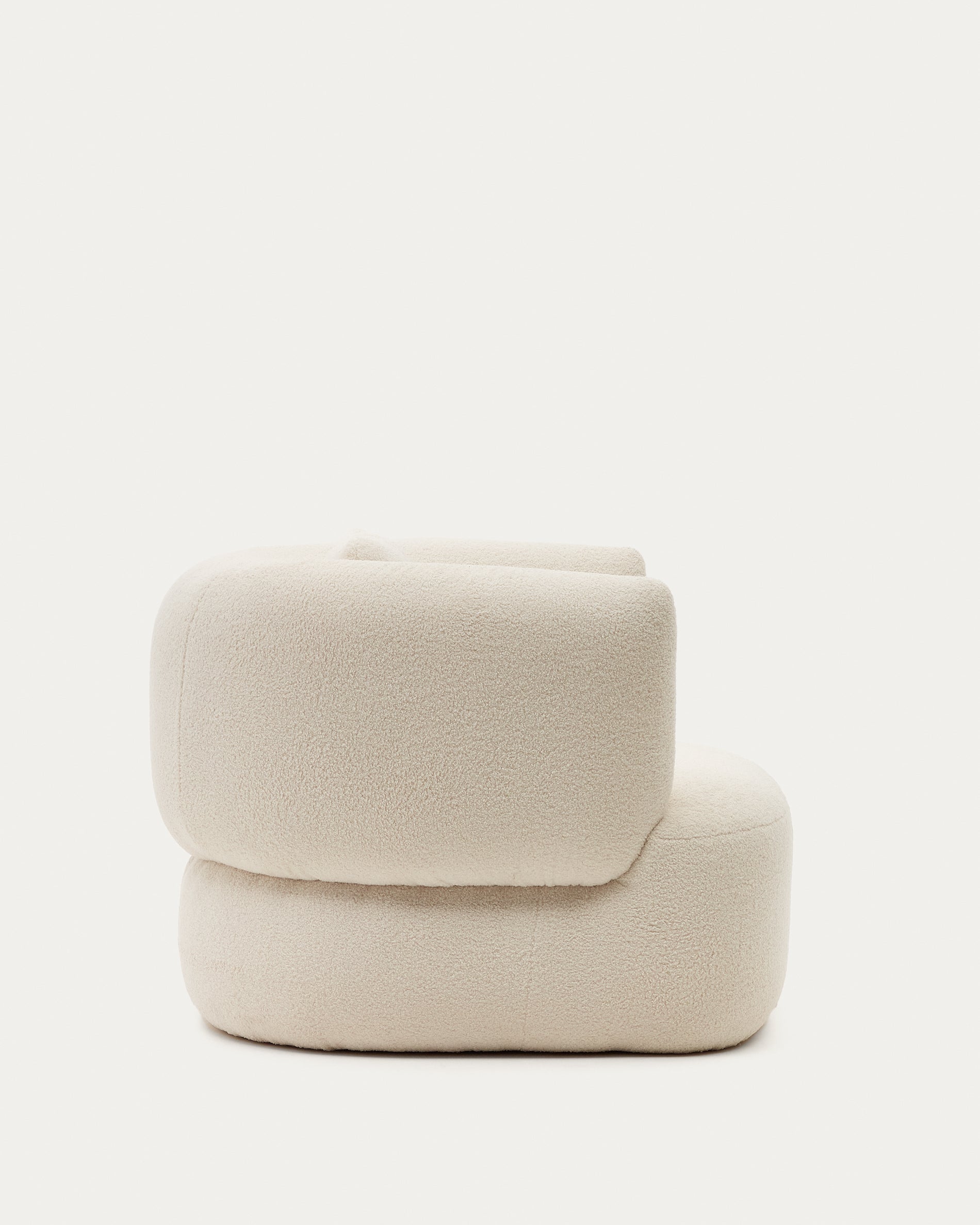 Martina ecru bouclé swivel armchair with cushion FSC Mix Credit - Product View