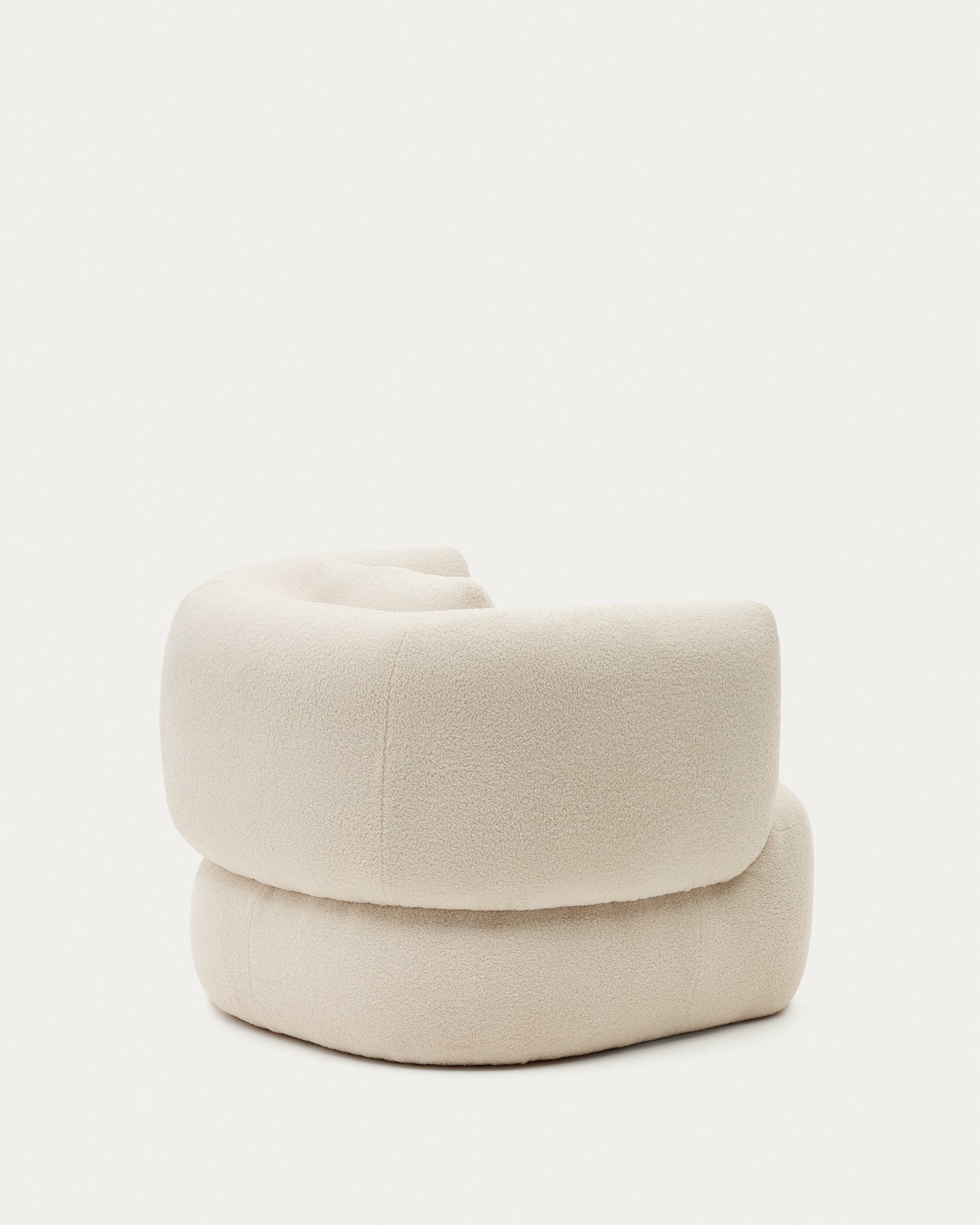 Martina ecru bouclé swivel armchair with cushion FSC Mix Credit - Product View