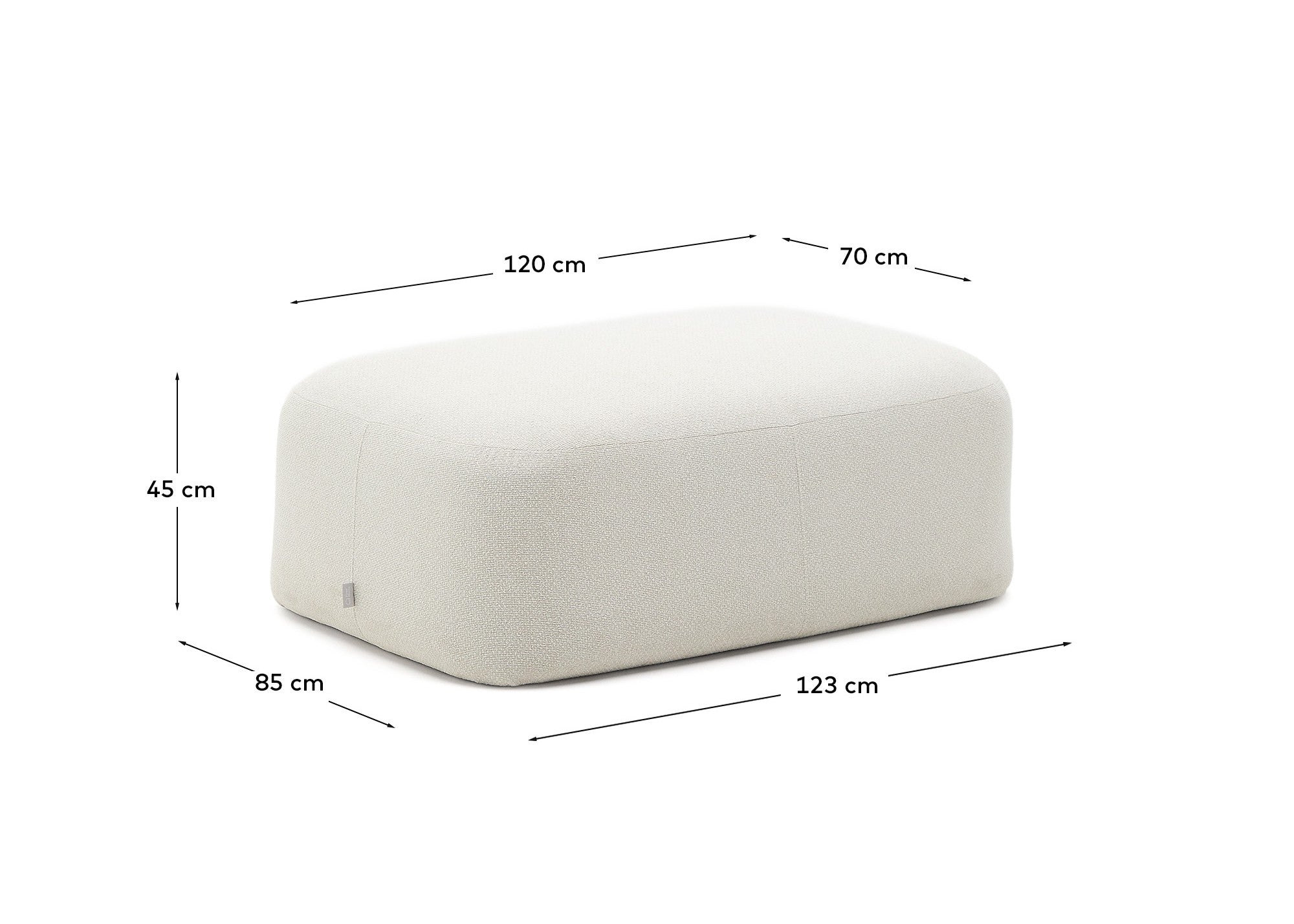 Martina ecru chenille footrest 123 x 85cm - Measurements