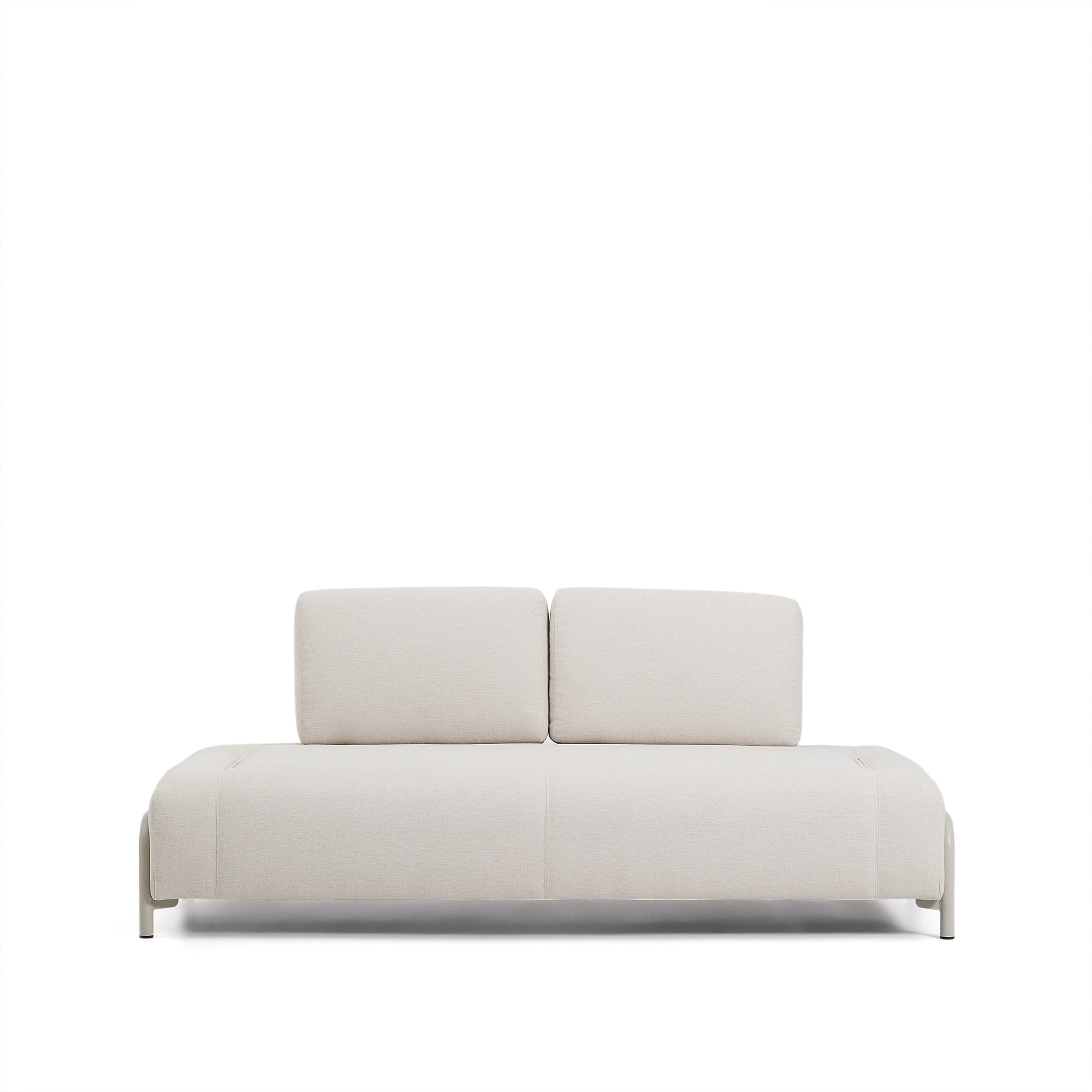 Compo 2-seater module in ecru chenille with beige metal frame 200 cm FSC Mix Credit - Product Image