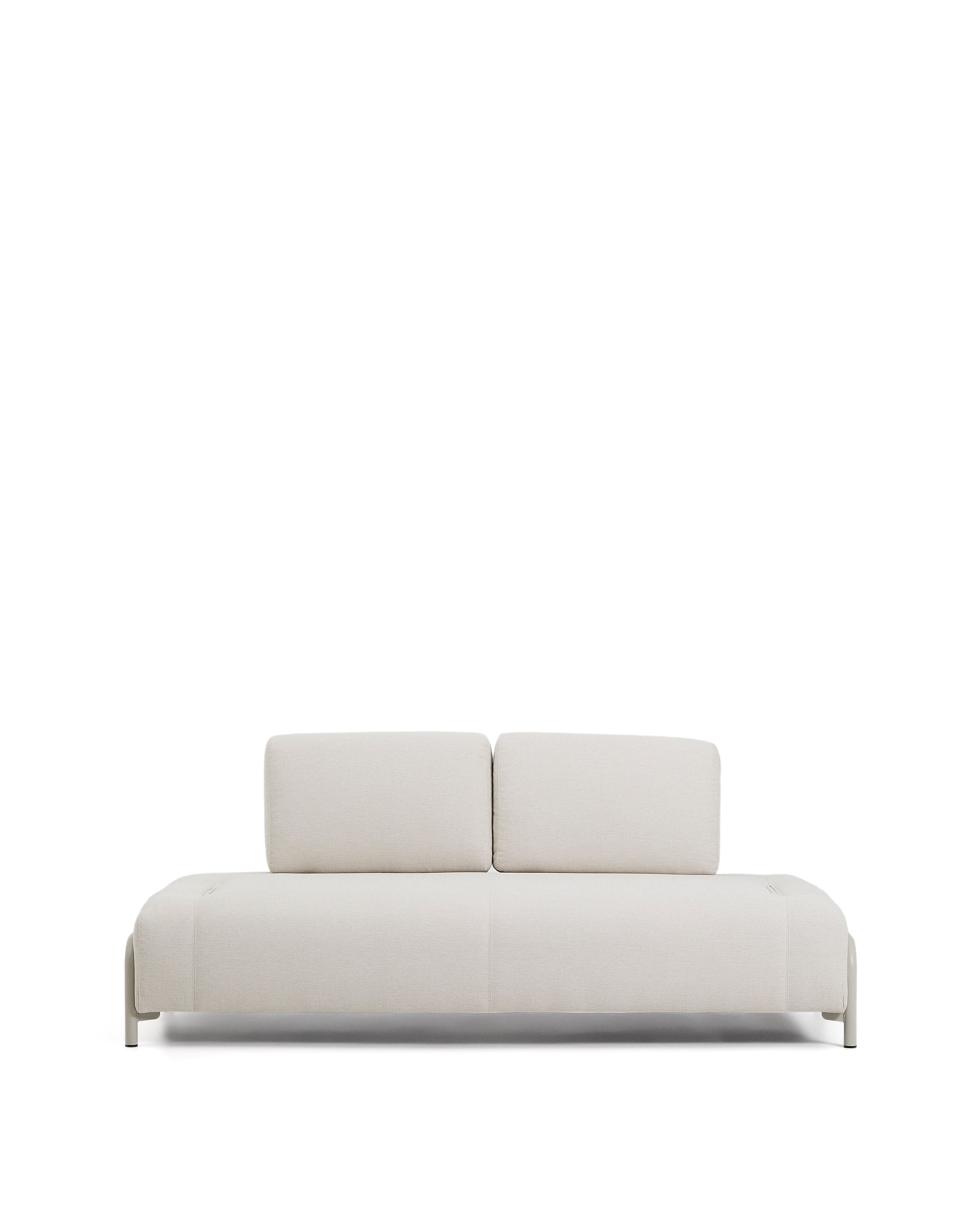 Compo 2-seater module in ecru chenille with beige metal frame 200 cm FSC Mix Credit - Product Image