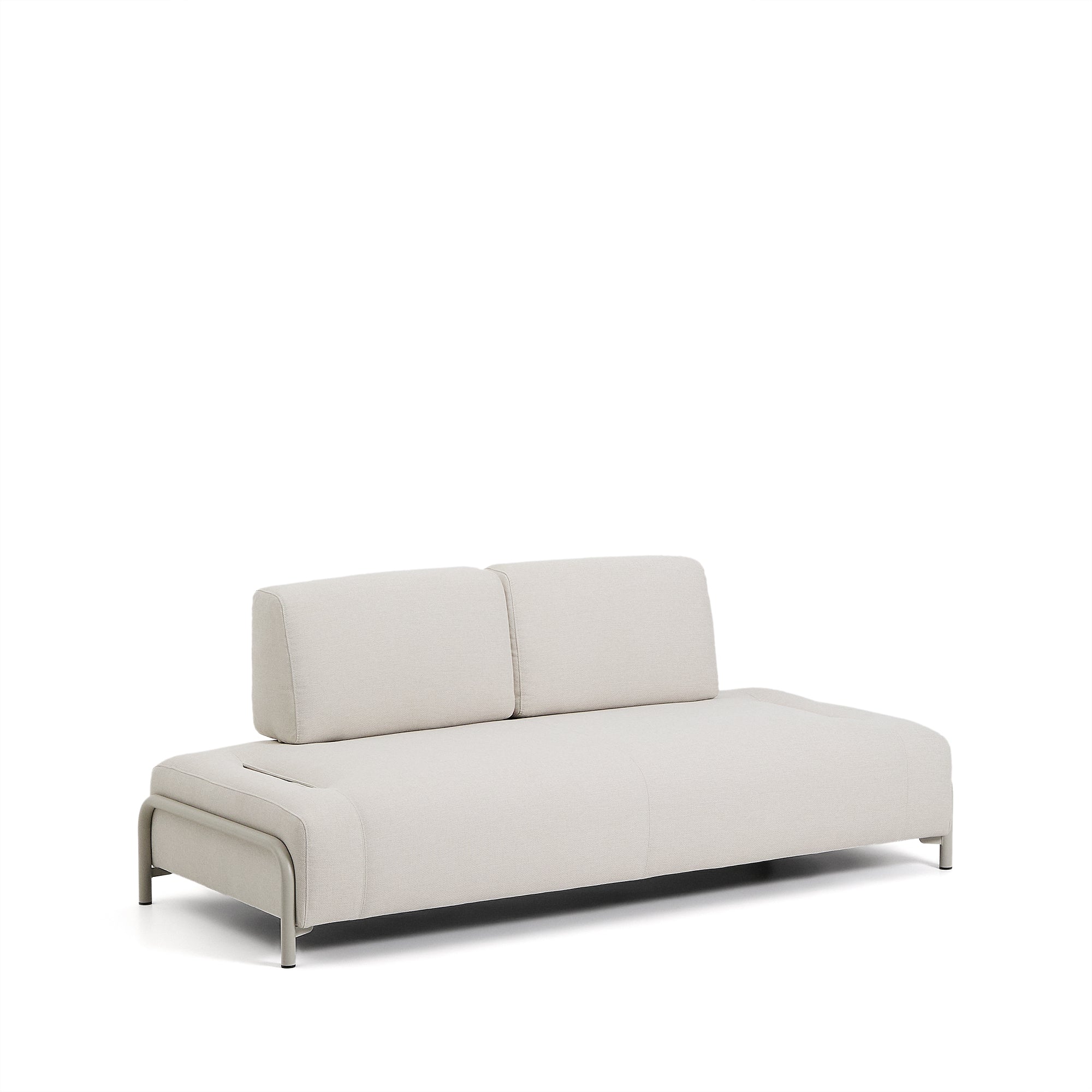 Compo 2-seater module in ecru chenille with beige metal frame 200 cm FSC Mix Credit - Product Image