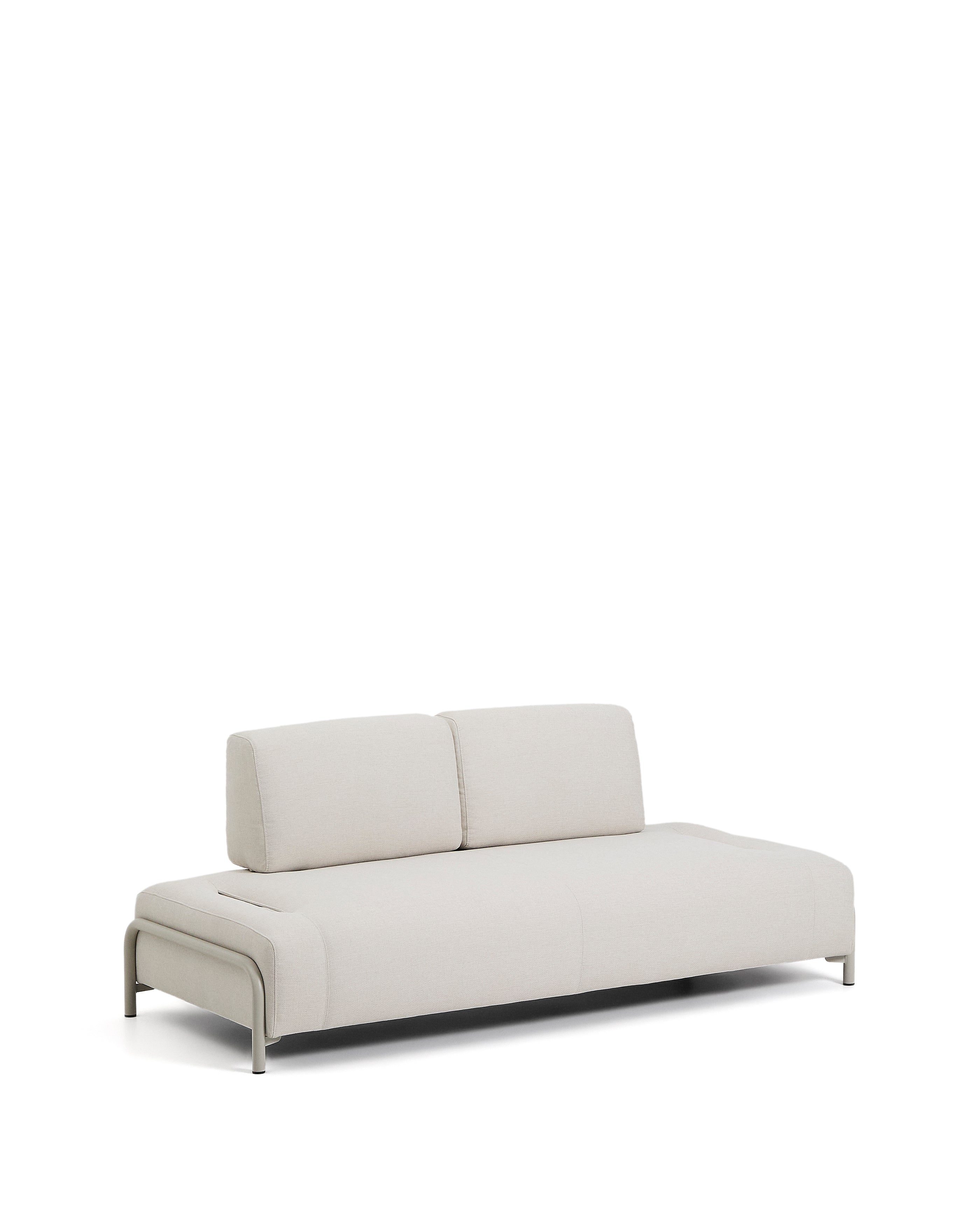 Compo 2-seater module in ecru chenille with beige metal frame 200 cm FSC Mix Credit - Product Image