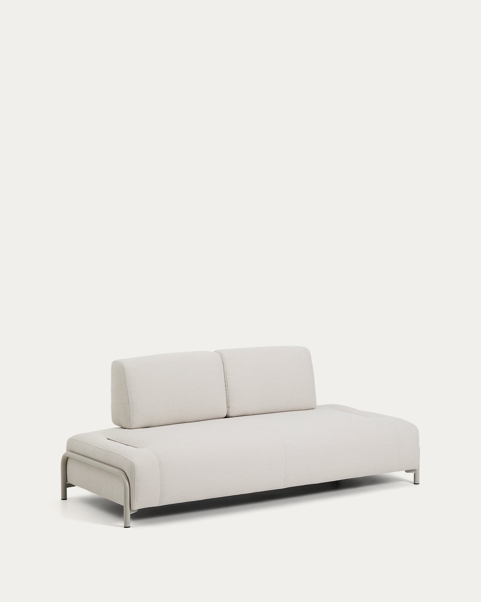 Compo 2-seater module in ecru chenille with beige metal frame 200 cm FSC Mix Credit - Product View