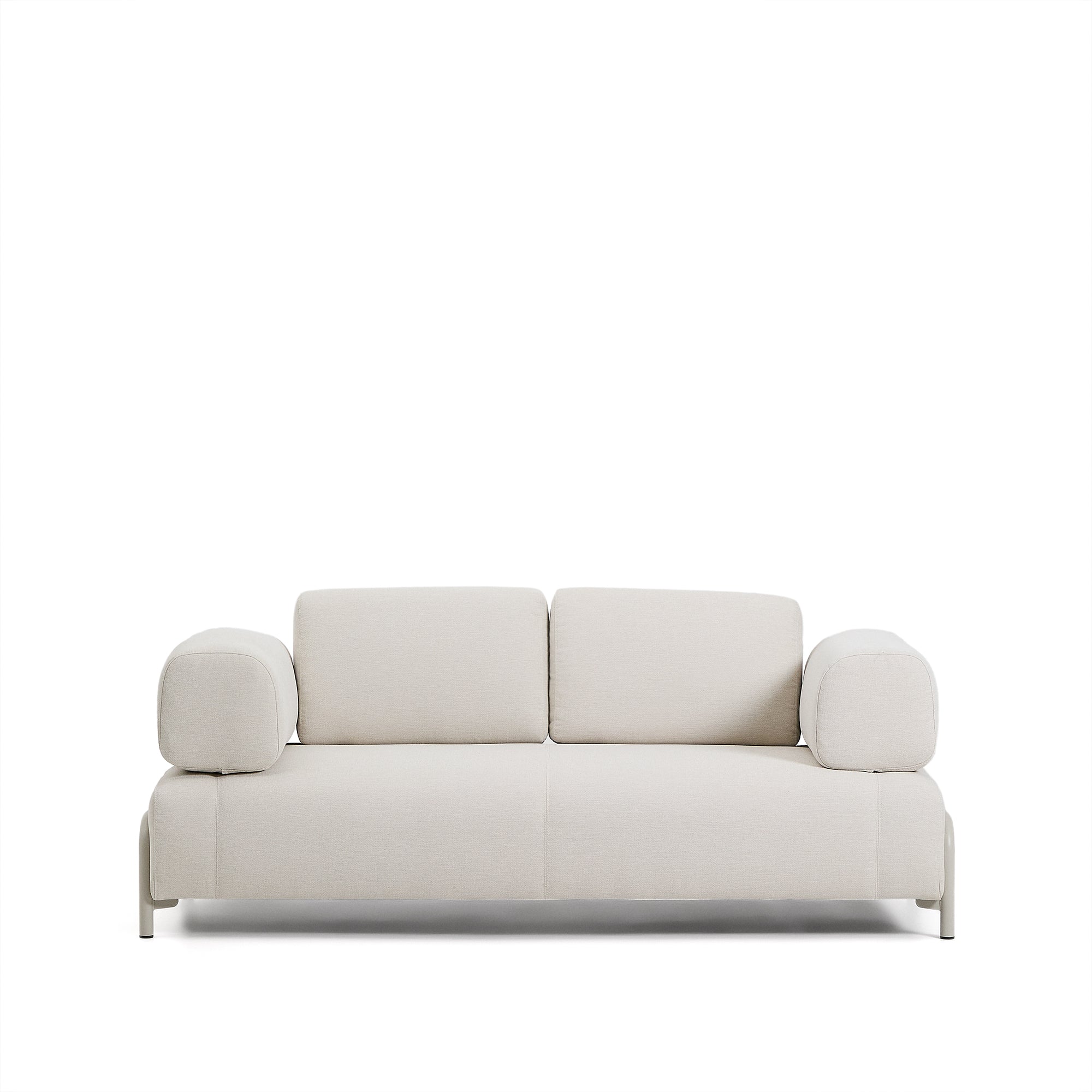 Compo 2-seater sofa in ecru chenille with beige metal frame 200 cm FSC Mix Credit - Product Image