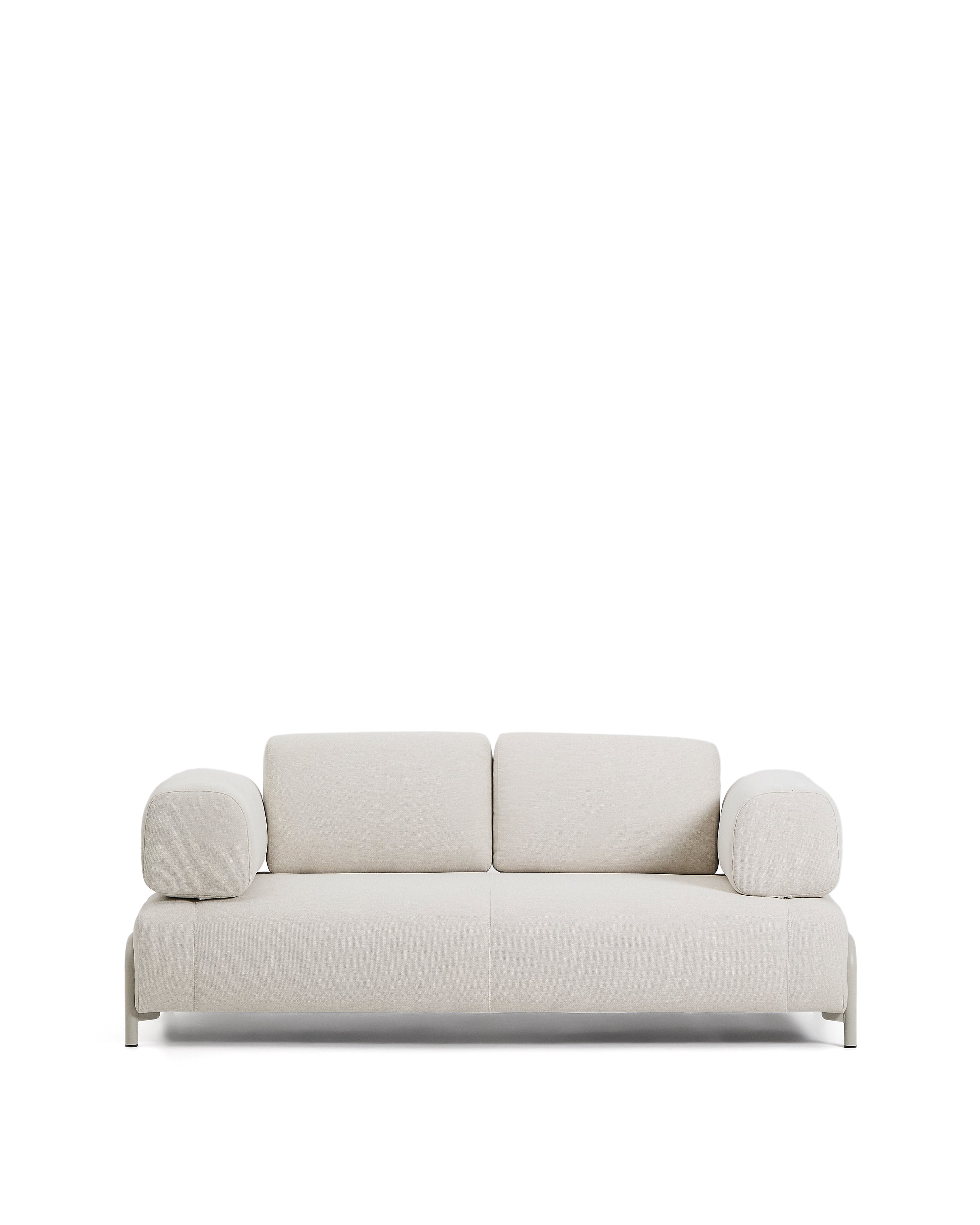 Compo 2-seater sofa in ecru chenille with beige metal frame 200 cm FSC Mix Credit - Product Image