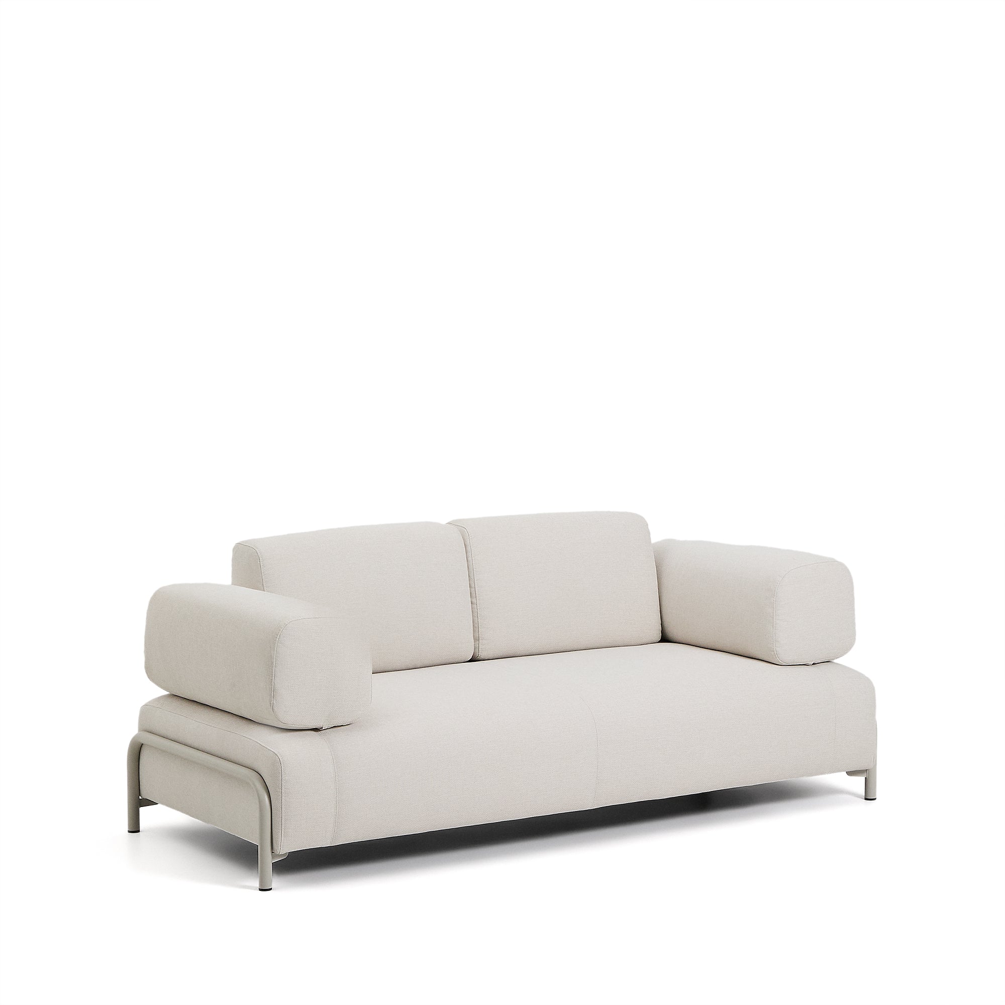 Compo 2-seater sofa in ecru chenille with beige metal frame 200 cm FSC Mix Credit - Product Image