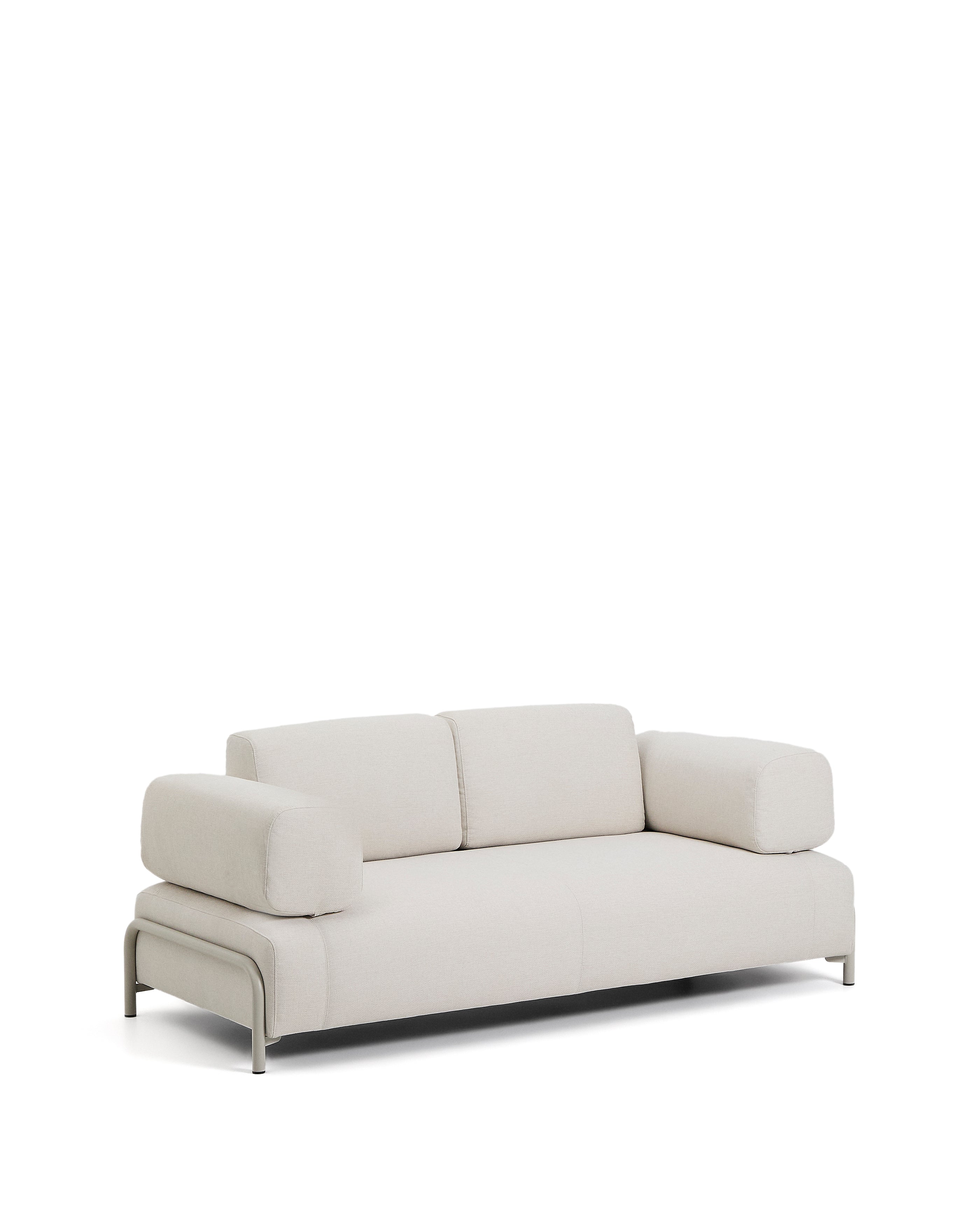 Compo 2-seater sofa in ecru chenille with beige metal frame 200 cm FSC Mix Credit - Product Image