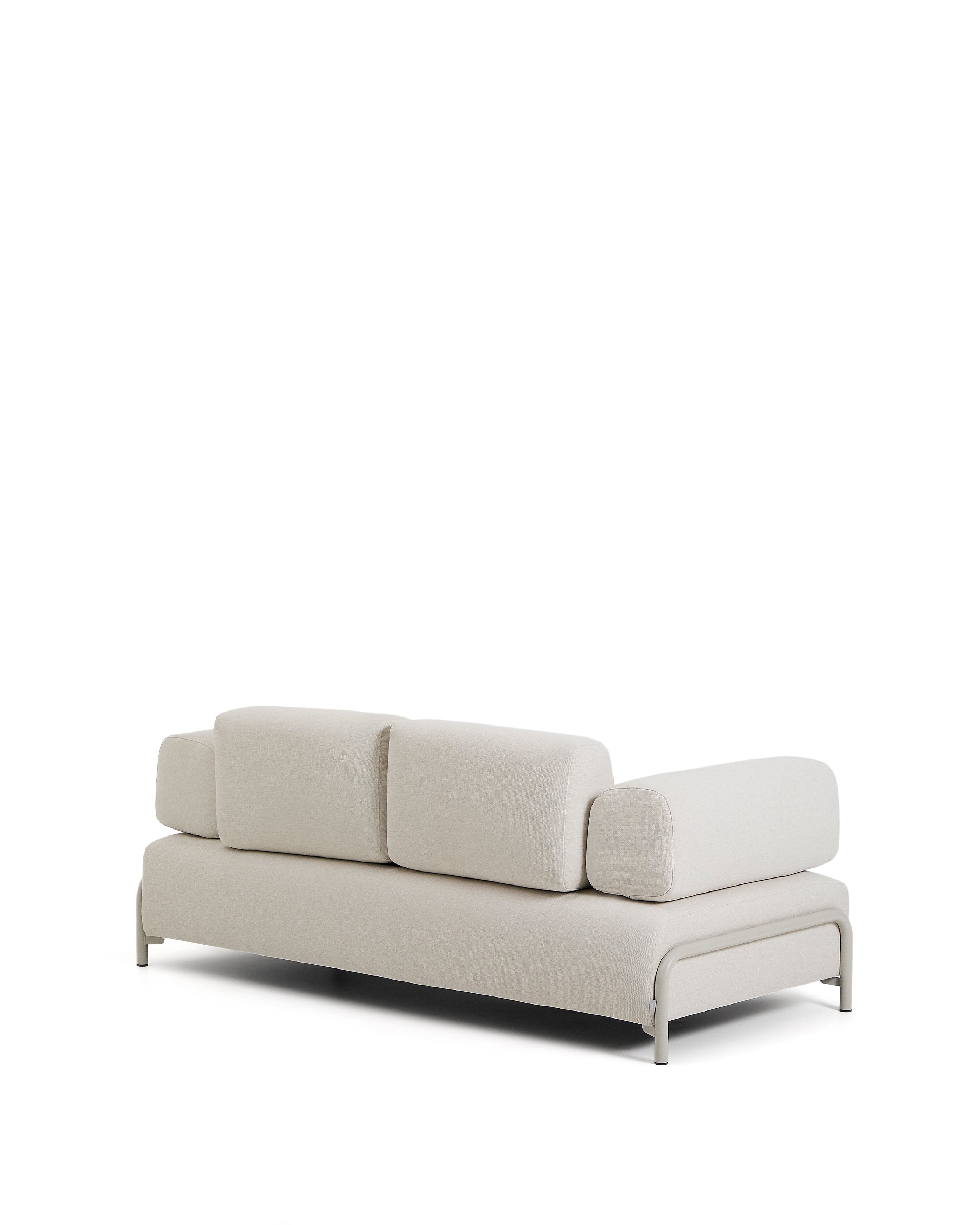 Compo 2-seater sofa in ecru chenille with beige metal frame 200 cm FSC Mix Credit - Product Image