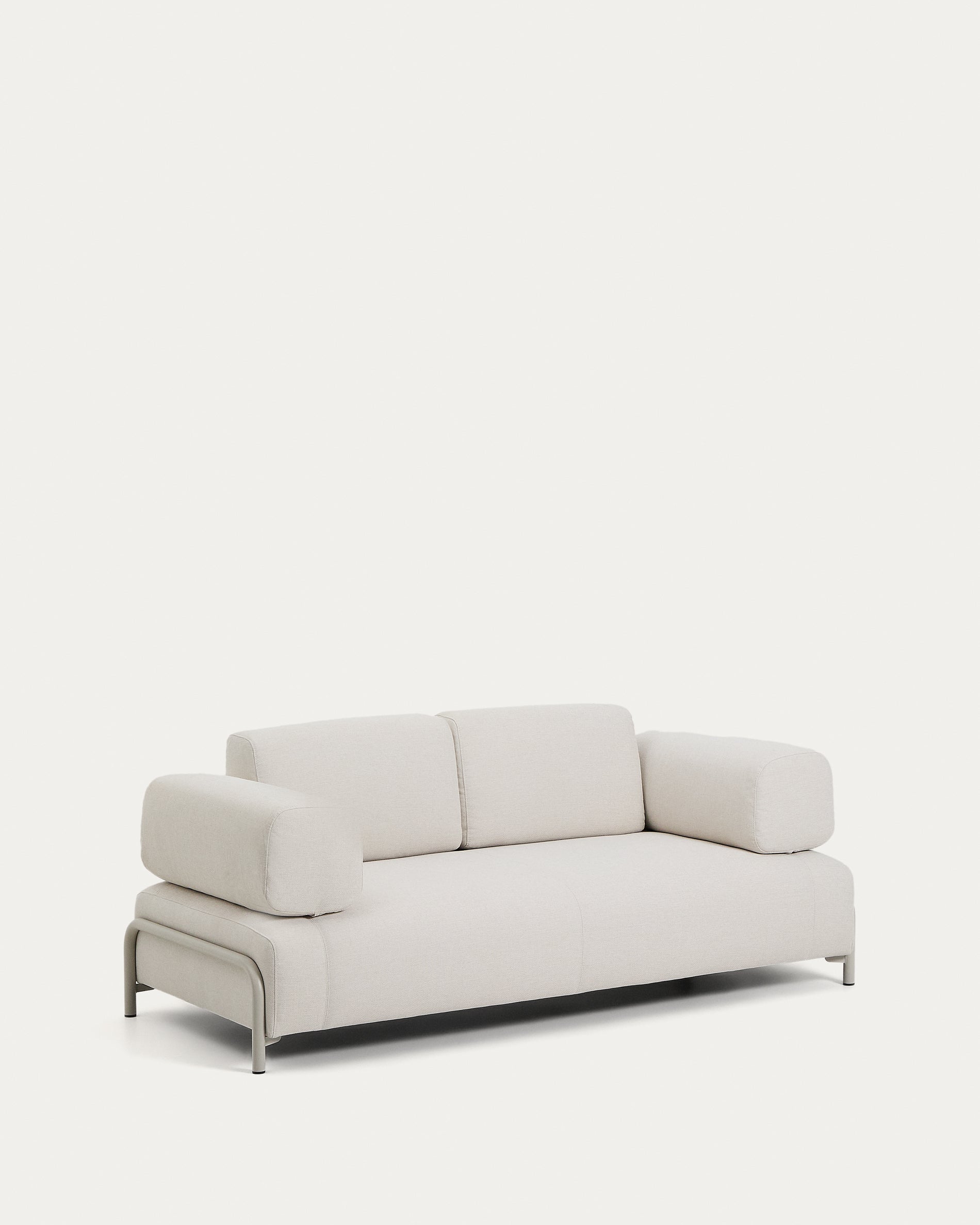 Compo 2-seater sofa in ecru chenille with beige metal frame 200 cm FSC Mix Credit - Product View