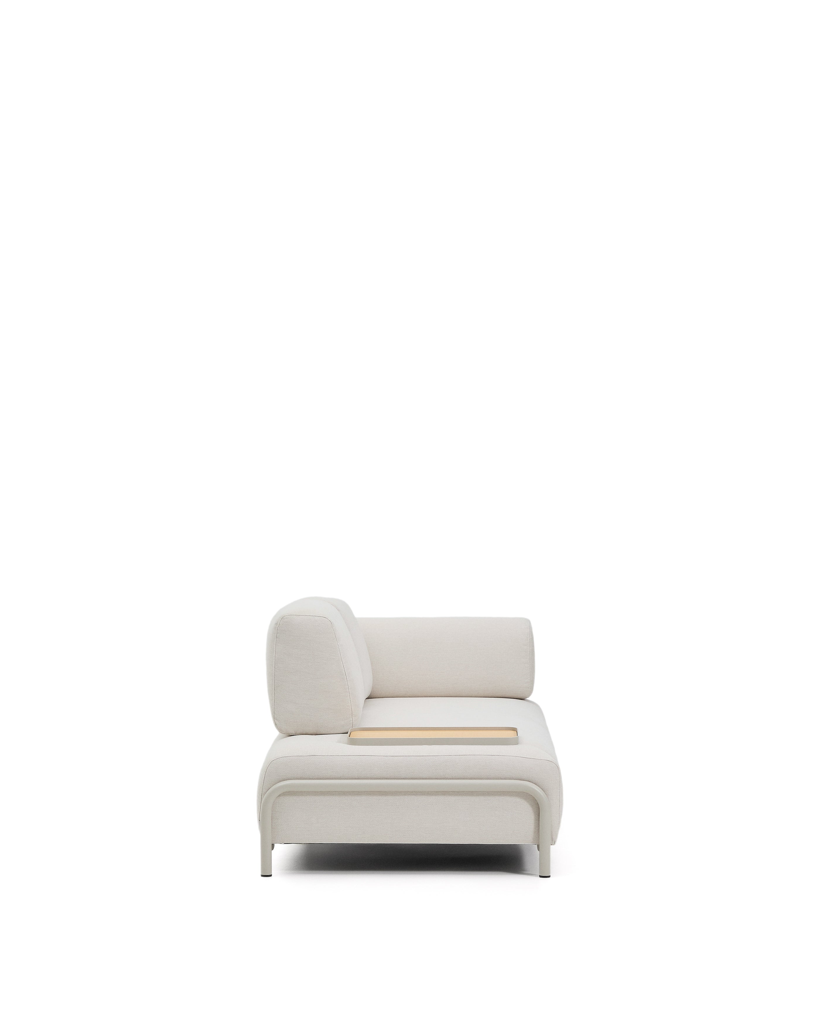 Compo 2-seater sofa in ecru chenille, small oak veneer tray table and beige metal frame 200 cm FSC Mix Credit - Product Image