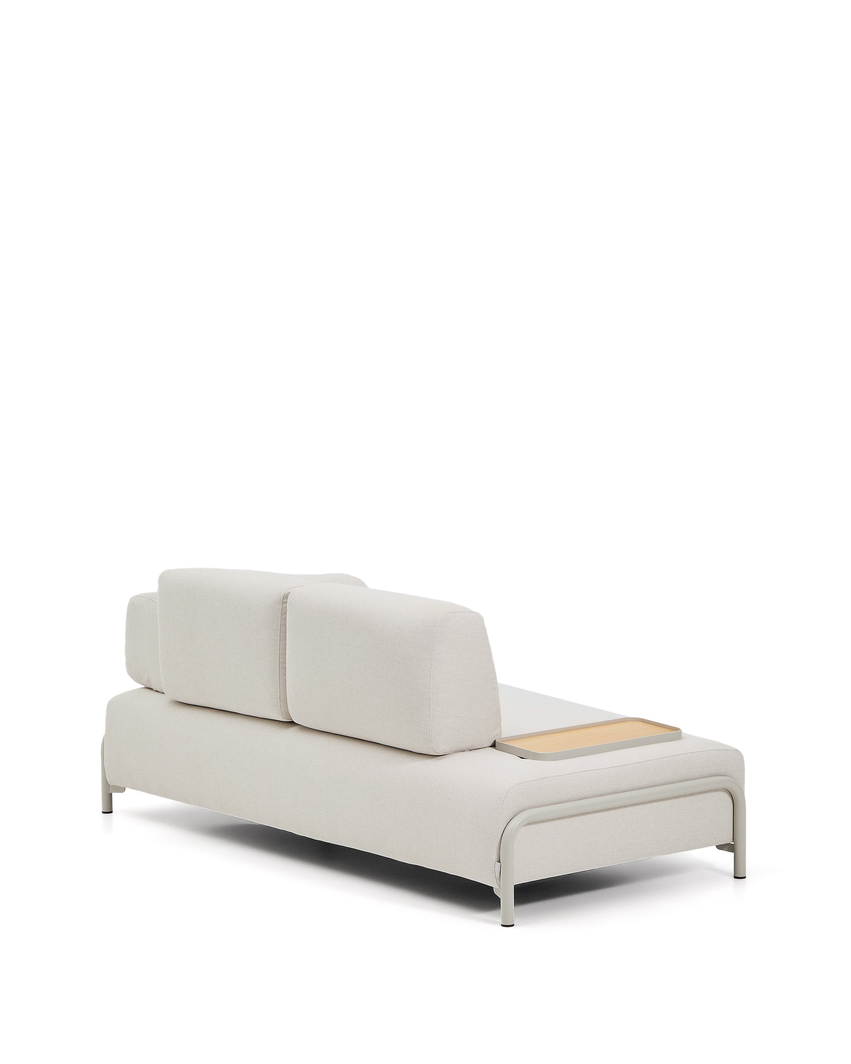 Compo 2-seater sofa in ecru chenille, small oak veneer tray table and beige metal frame 200 cm FSC Mix Credit - Product Image