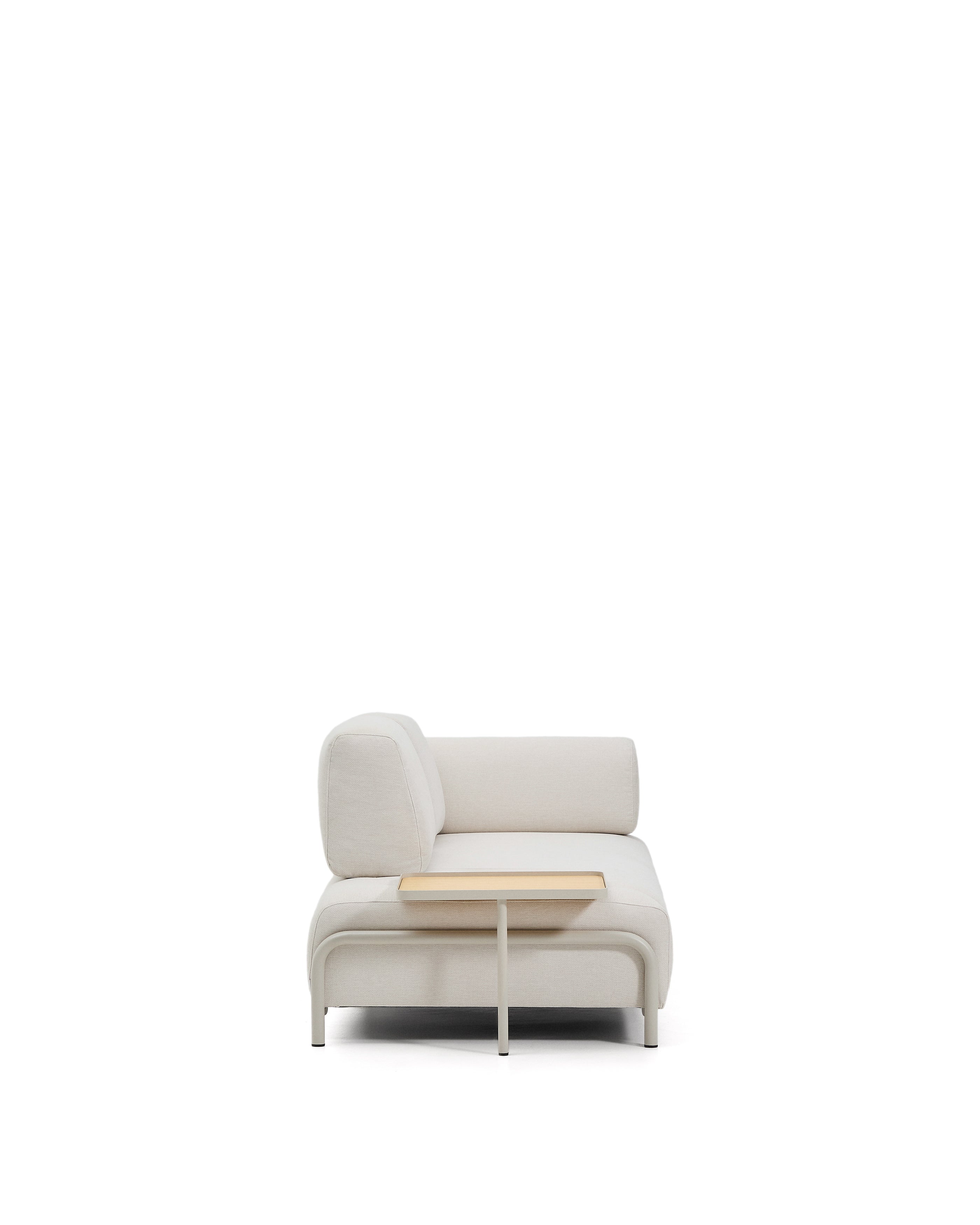 Compo 2-seater sofa in ecru chenille, large oak veneer tray table and beige metal frame 200 cm FSC Mix Credit - Product Image